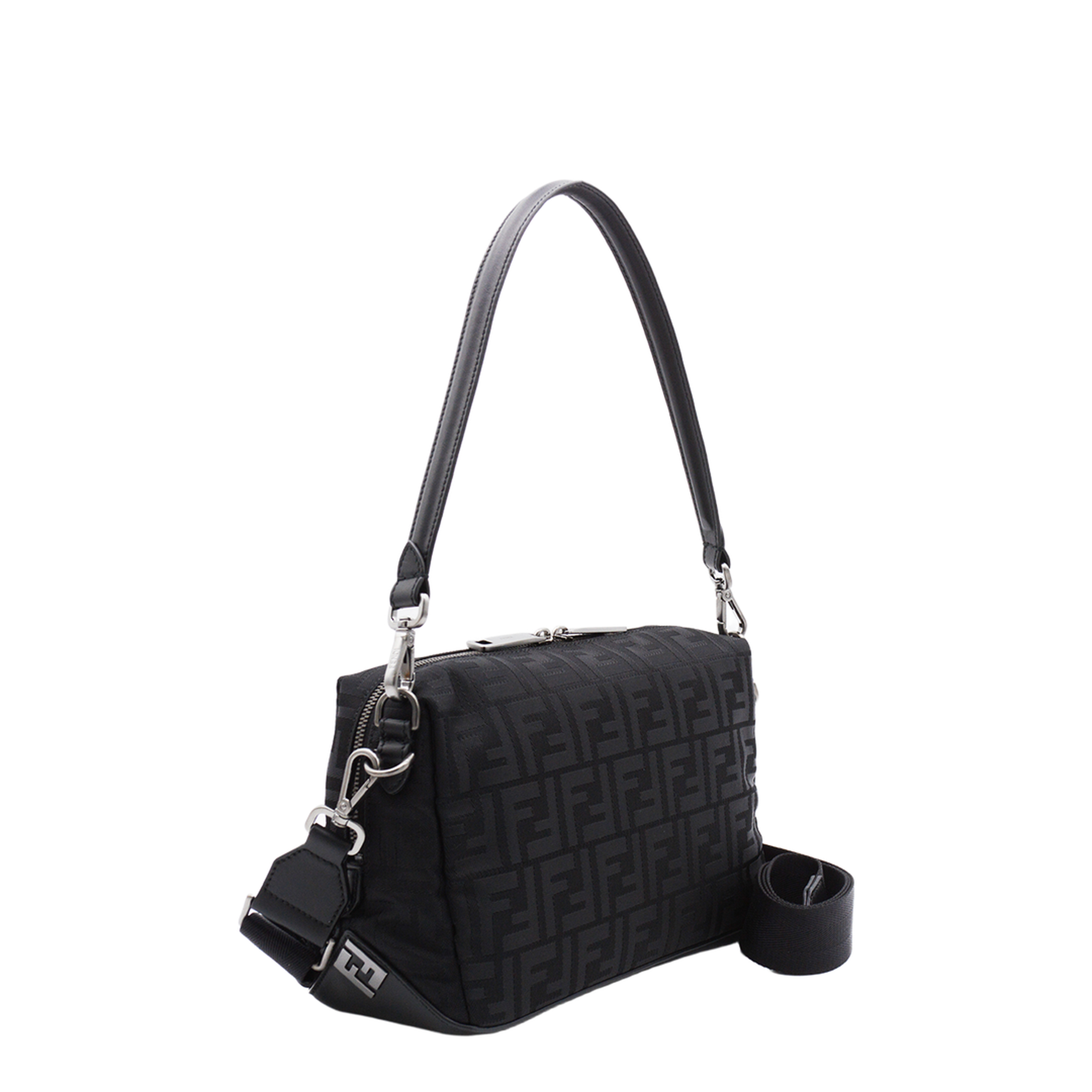 Lui Medium Nylon & Calf Leather Shoulder Bag - Black - Image 4