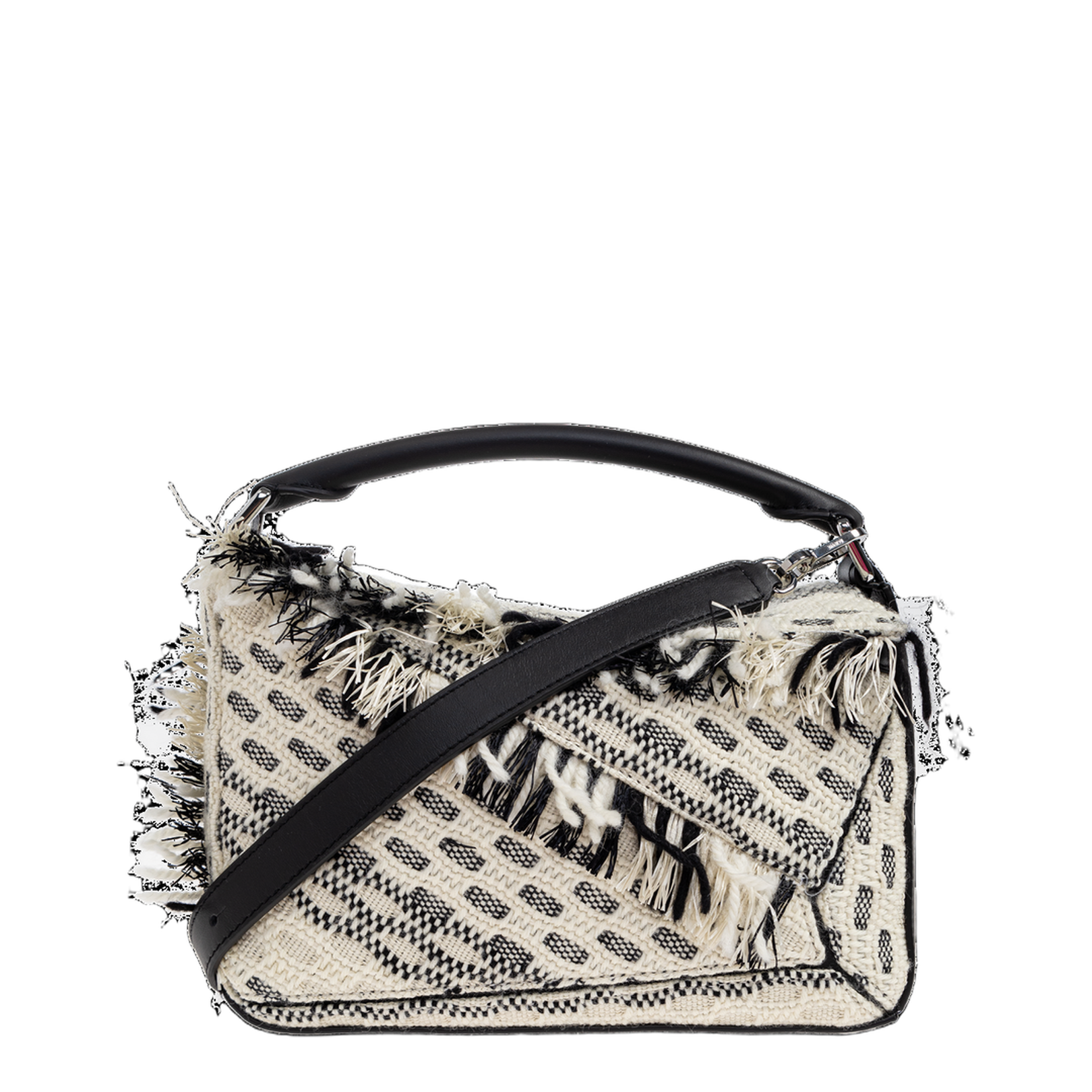 Puzzle Small Handbag Jacquard Black White - Image 1