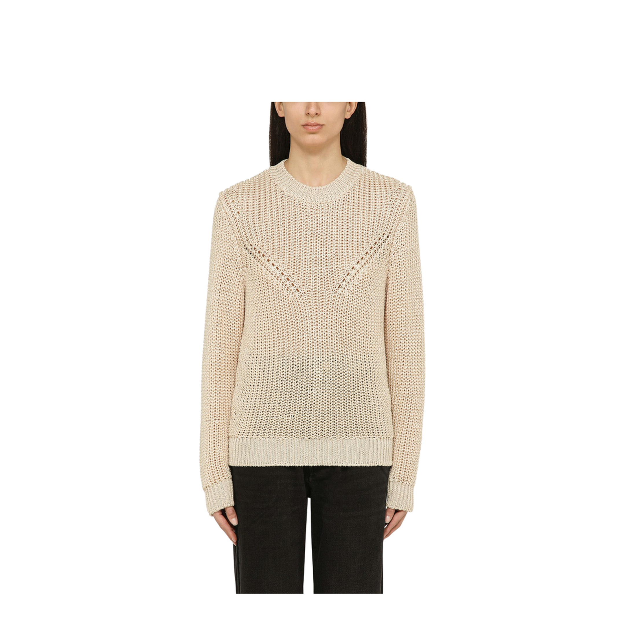 Recycled Polyester Ecru Crew-Neck Jumper - Image 1