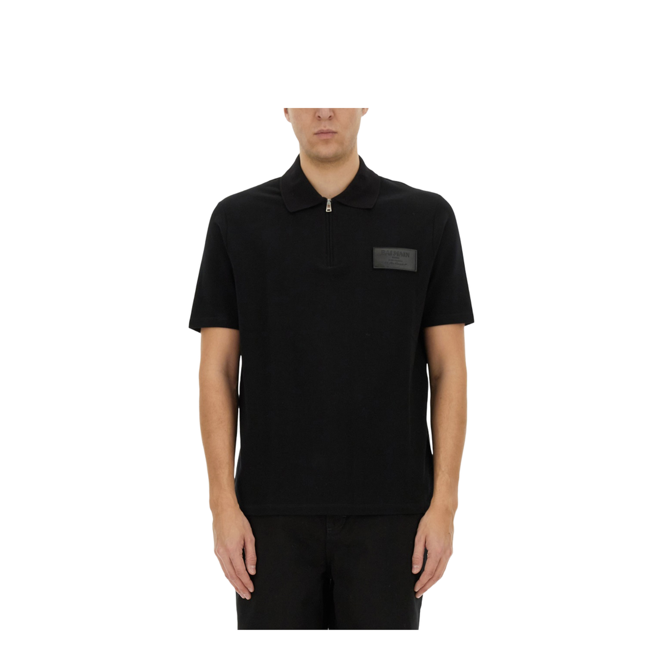 Cotton Polo with Patch Cotton Black - Image 1