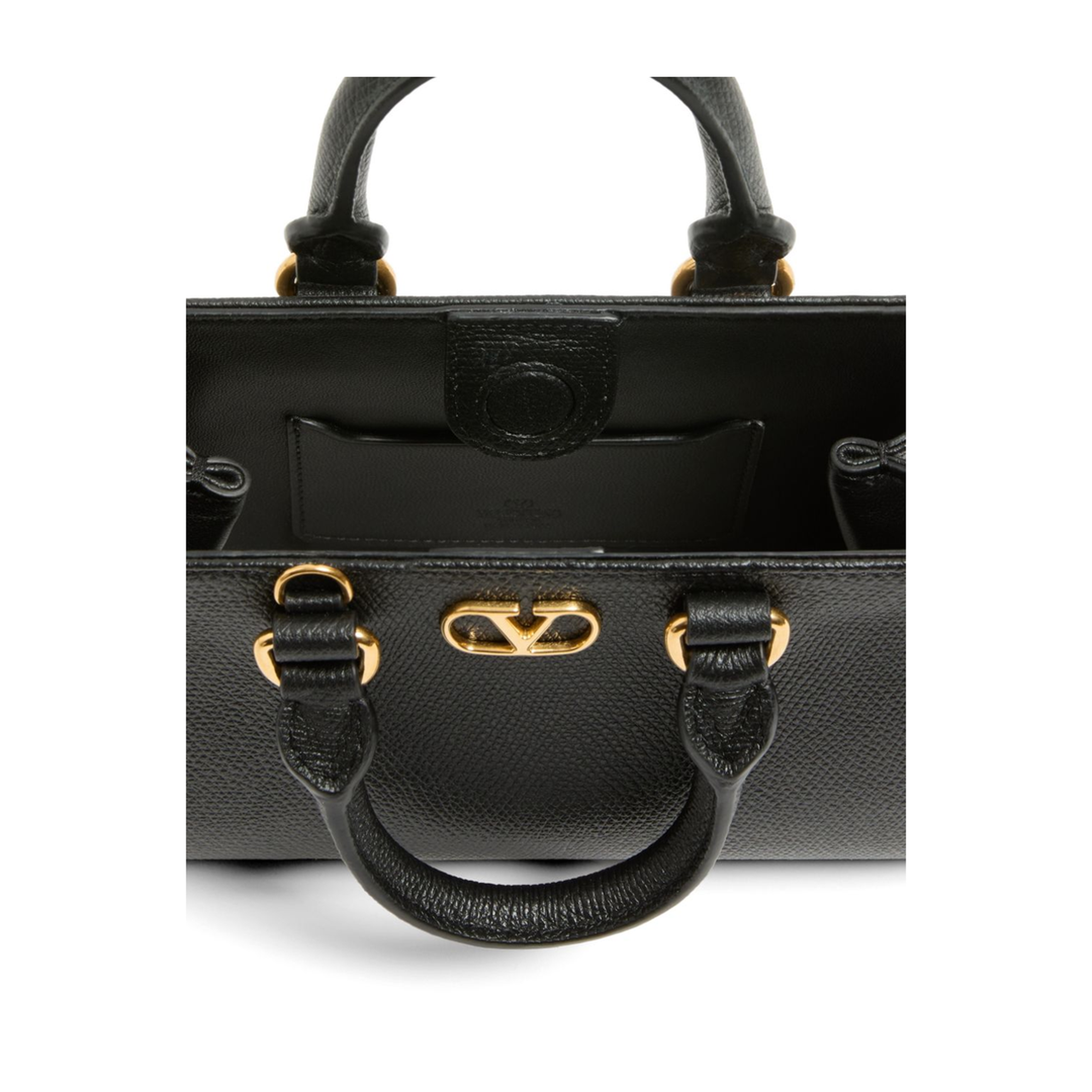 VLogo Signature Mini Grainy Calfskin Bag - Black - Image 2
