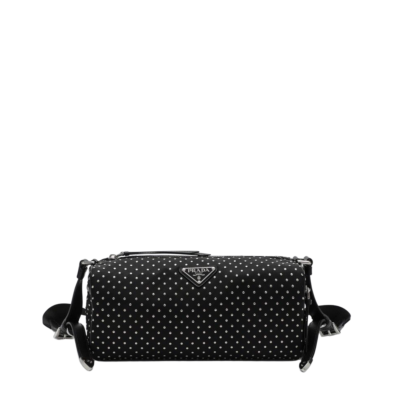 Black Re-Nylon Shoulder Bag with Studs - Image 1