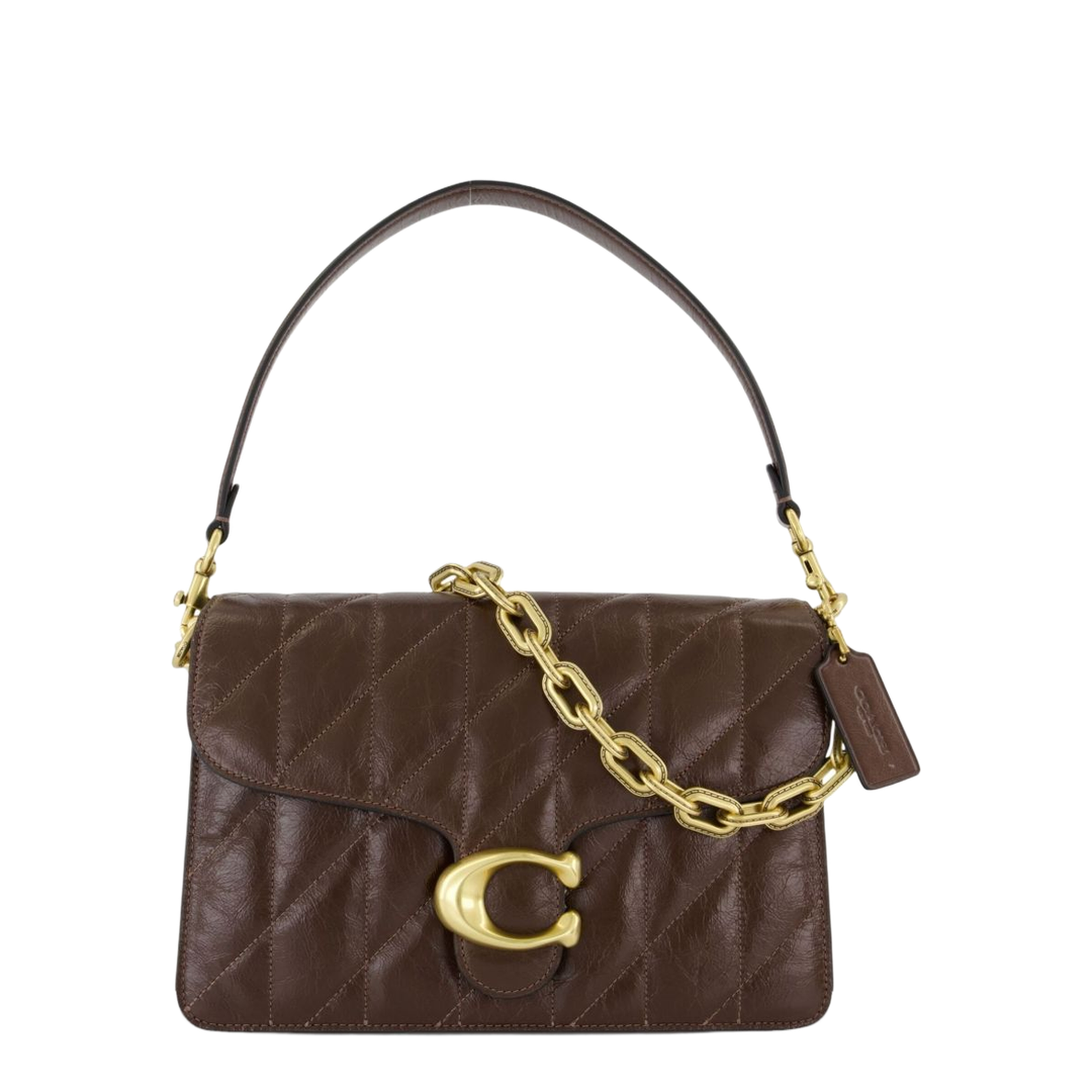 Chain Tabby Medium Glazed Leather Shoulder Bag - Maple - Image 1