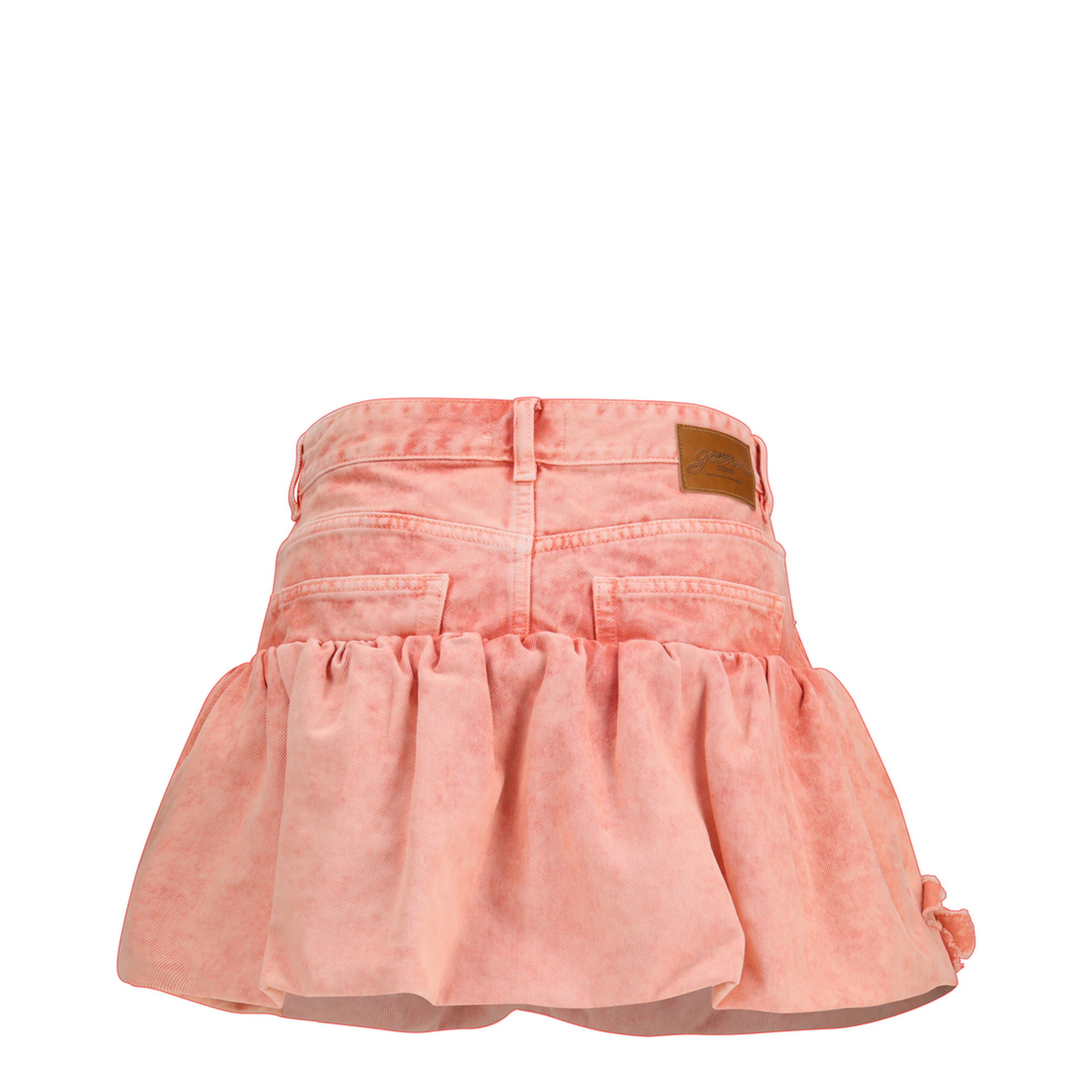 Mini Bubble Skirt in Denim with Appliqué Roses - Image 2