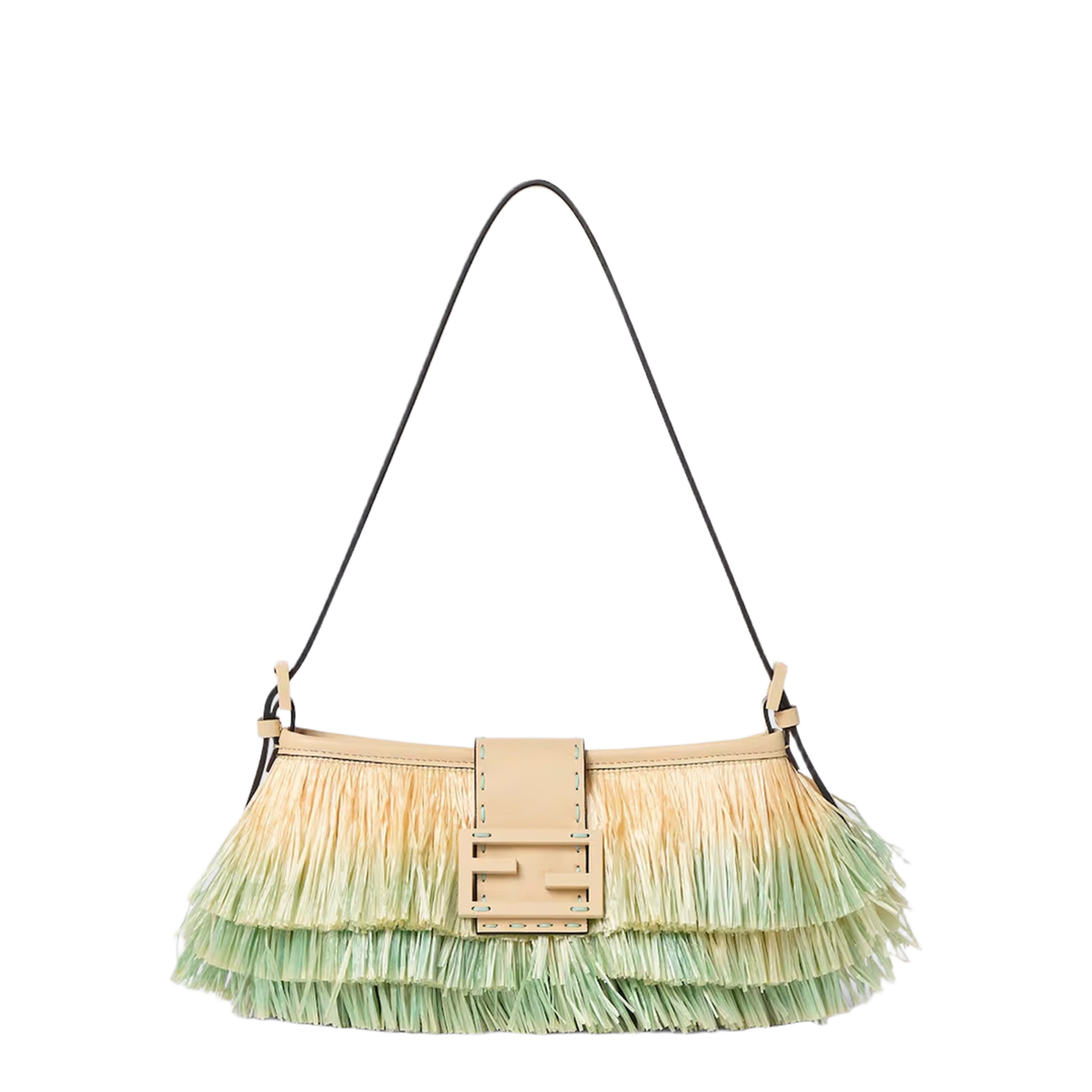 Baby B Mini Bag in Light Green Ombré Raffia - Image 1