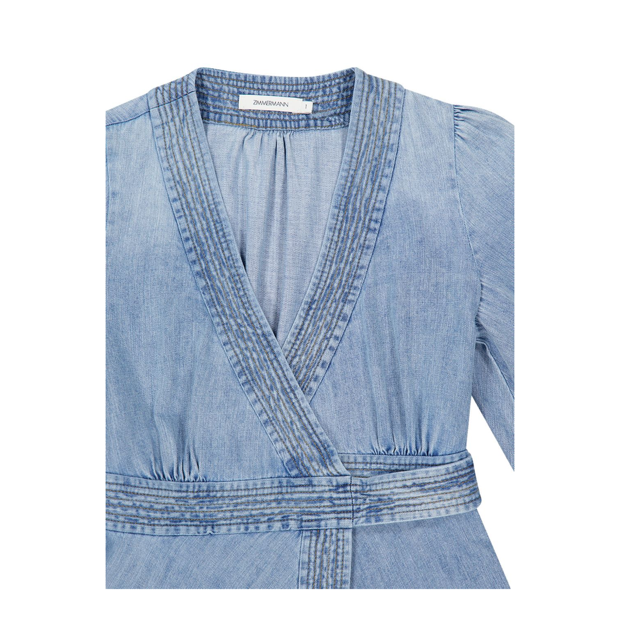 Indra Denim Wrap Midi Dress - Image 4