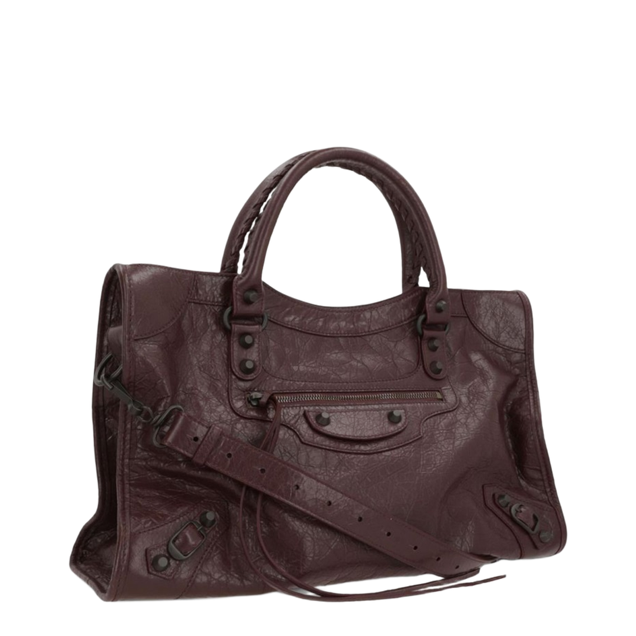 Le City Medium Arena Storico Lambskin Shoulder Bag - Dark Burgundy - Image 3