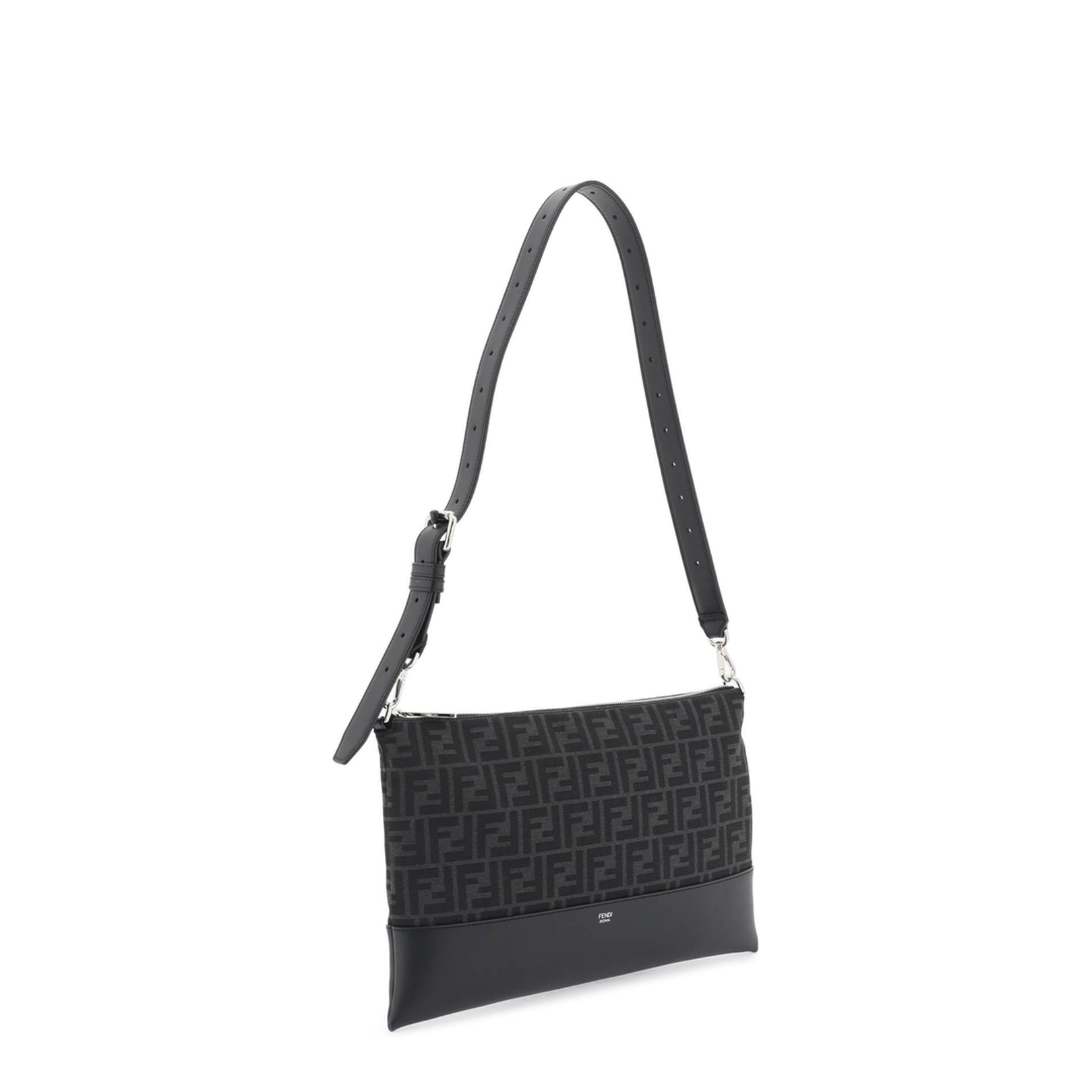 FF Jacquard
Black Leather Crossbody Bag - Image 3