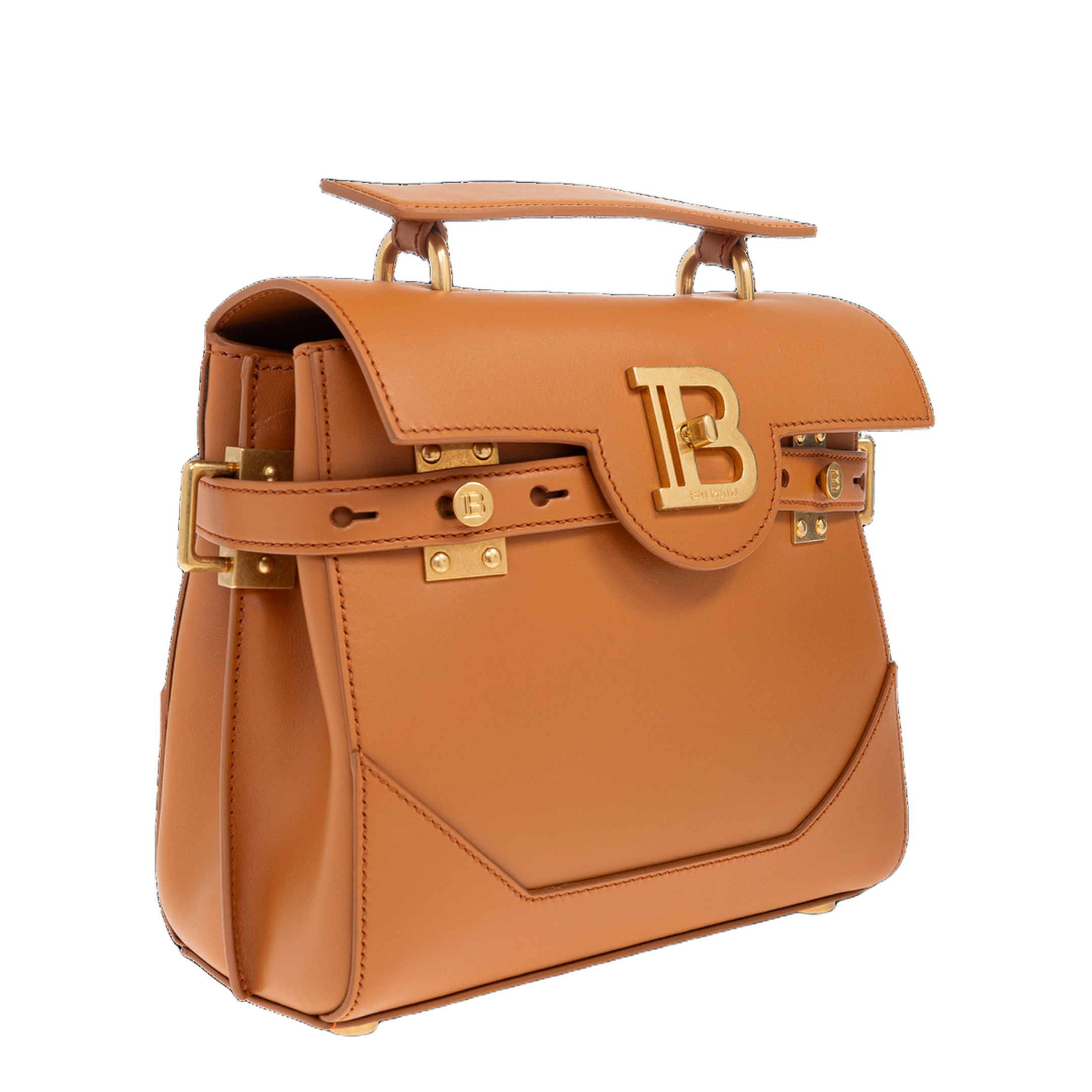B-Buzz 23 Cowhide Leather Top-Handle Bag - Light Cognac - Image 4