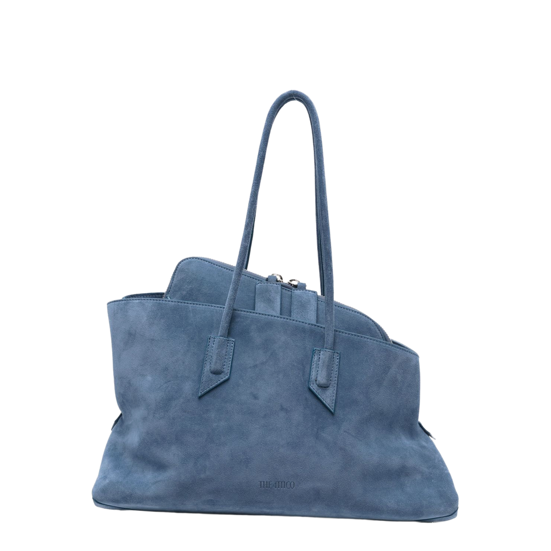 La Passeggiata Medium Suede Top Handle Bag - Sapphire Blue - Image 1