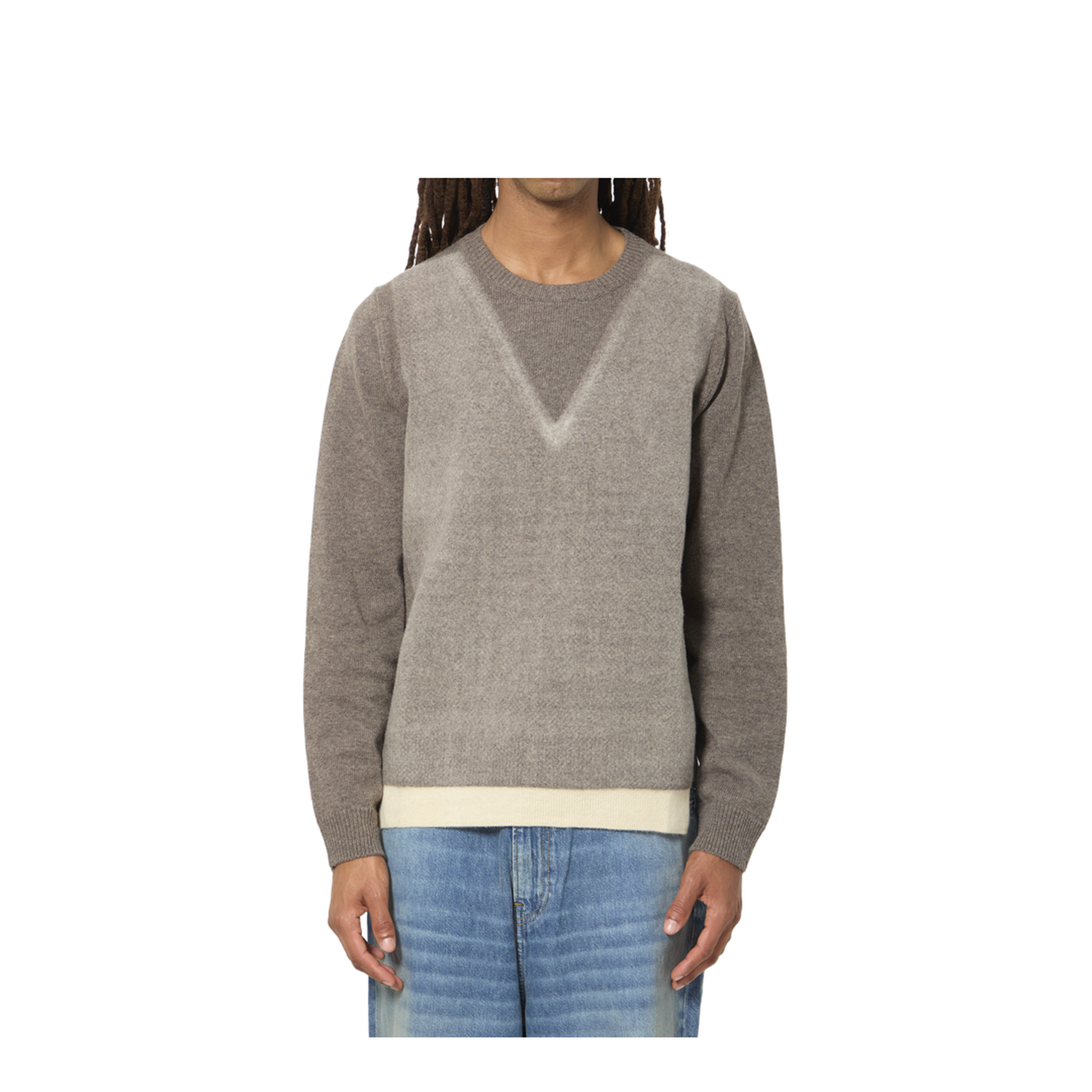 Virgin Wool Crewneck Sweater In Fused Knit - Image 1