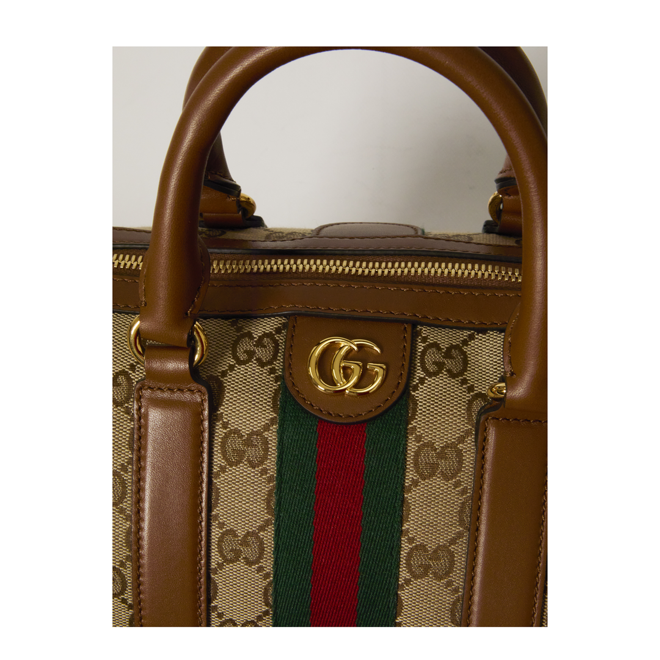 Ophidia Medium GG Canvas Boston Bag - Beige/Brown - Image 4
