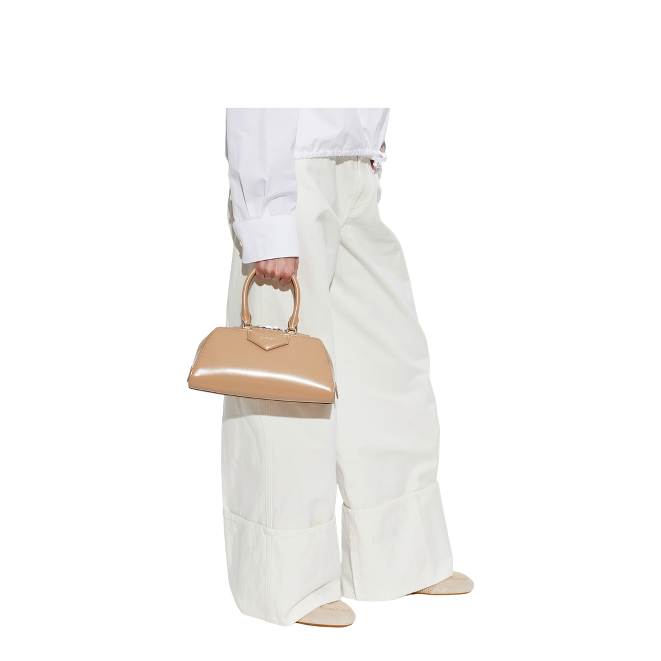 Antigona East-West Small Box Calfskin Handbag - Sand - Image 2