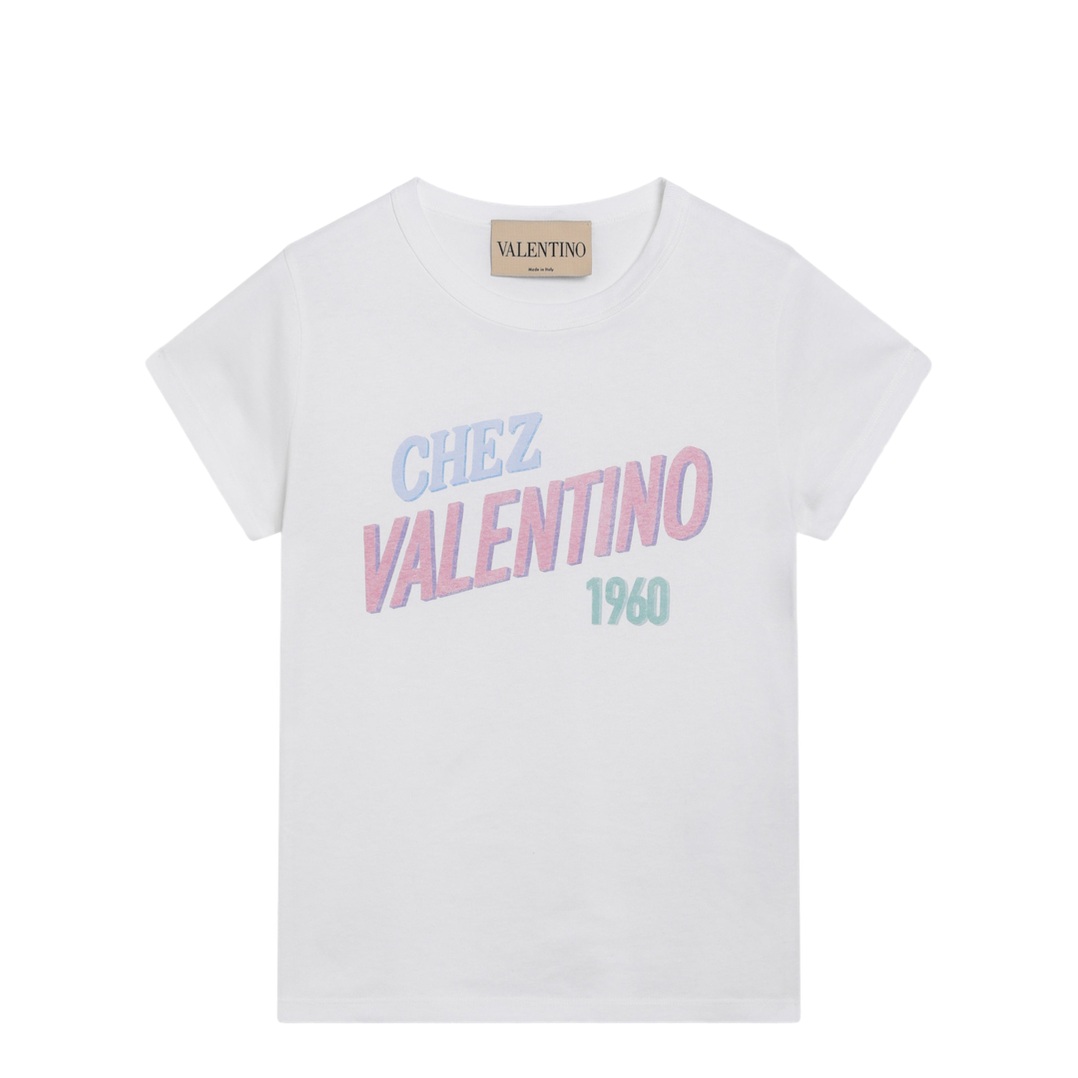 White Cotton T-Shirt with Logo Print - Image 1