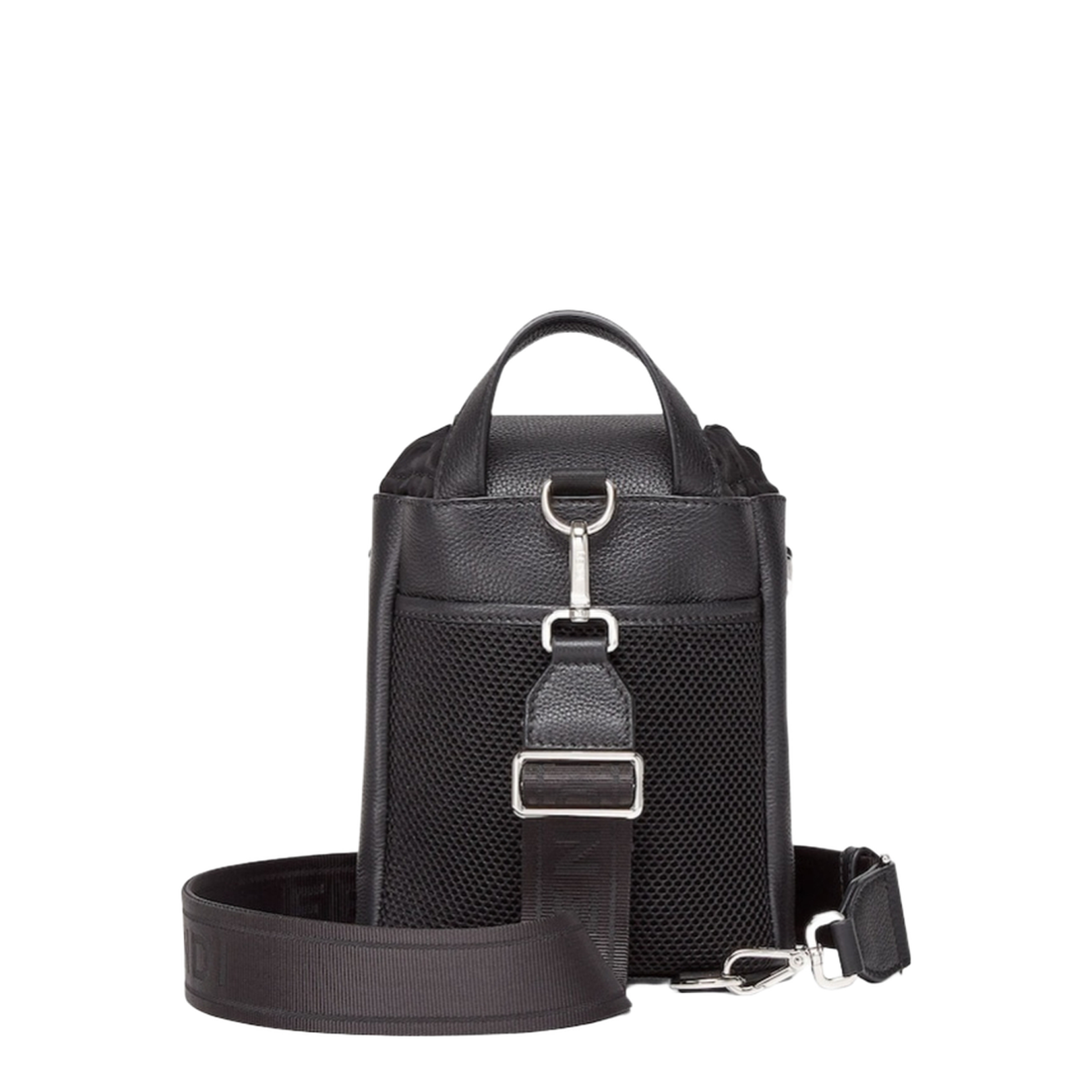 Fendi Roma Leather Fendi Strike Mini
One Shoulder Backpack In Black Leather - Image 3