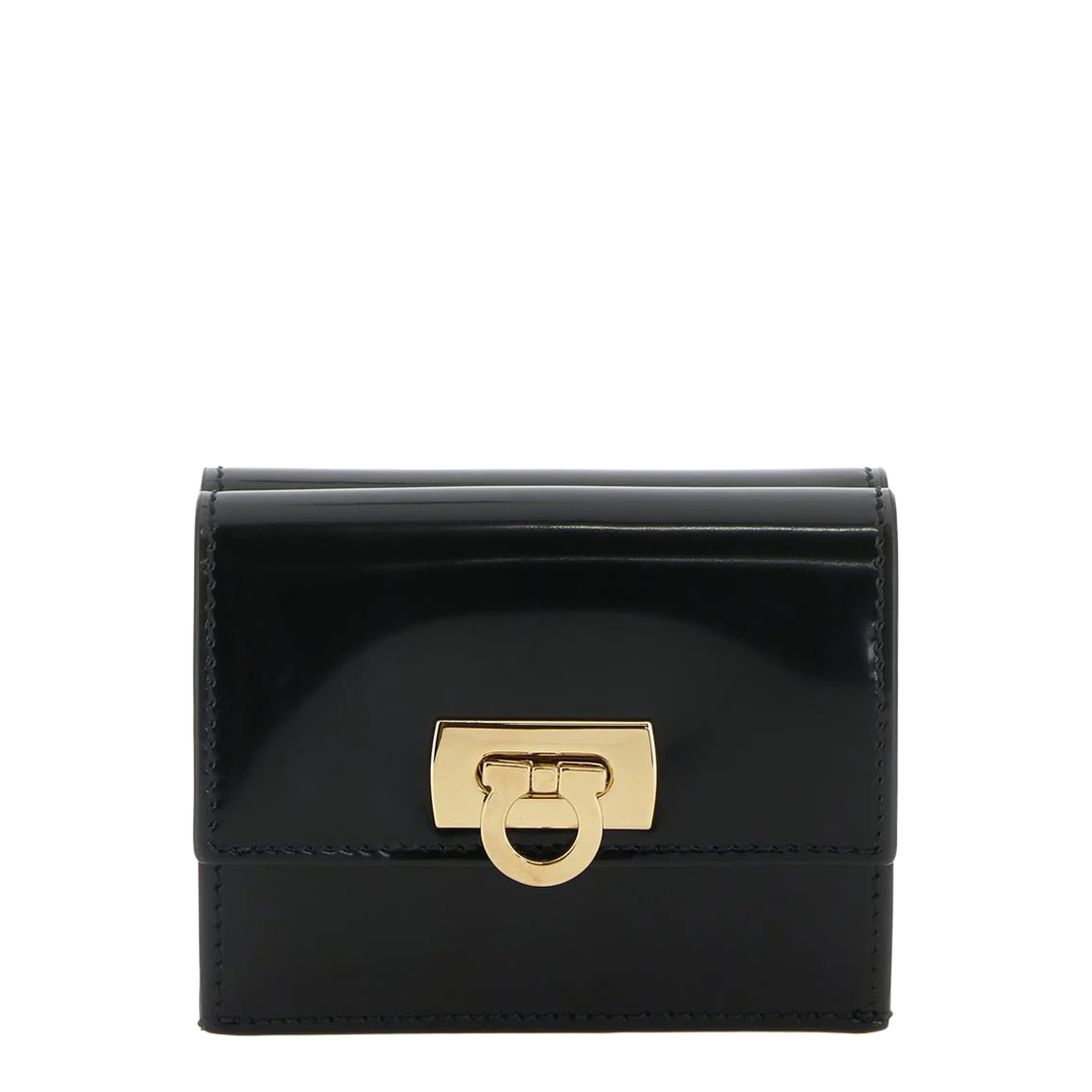 Patent Leather Wallet, Gold Hardware - Image 1