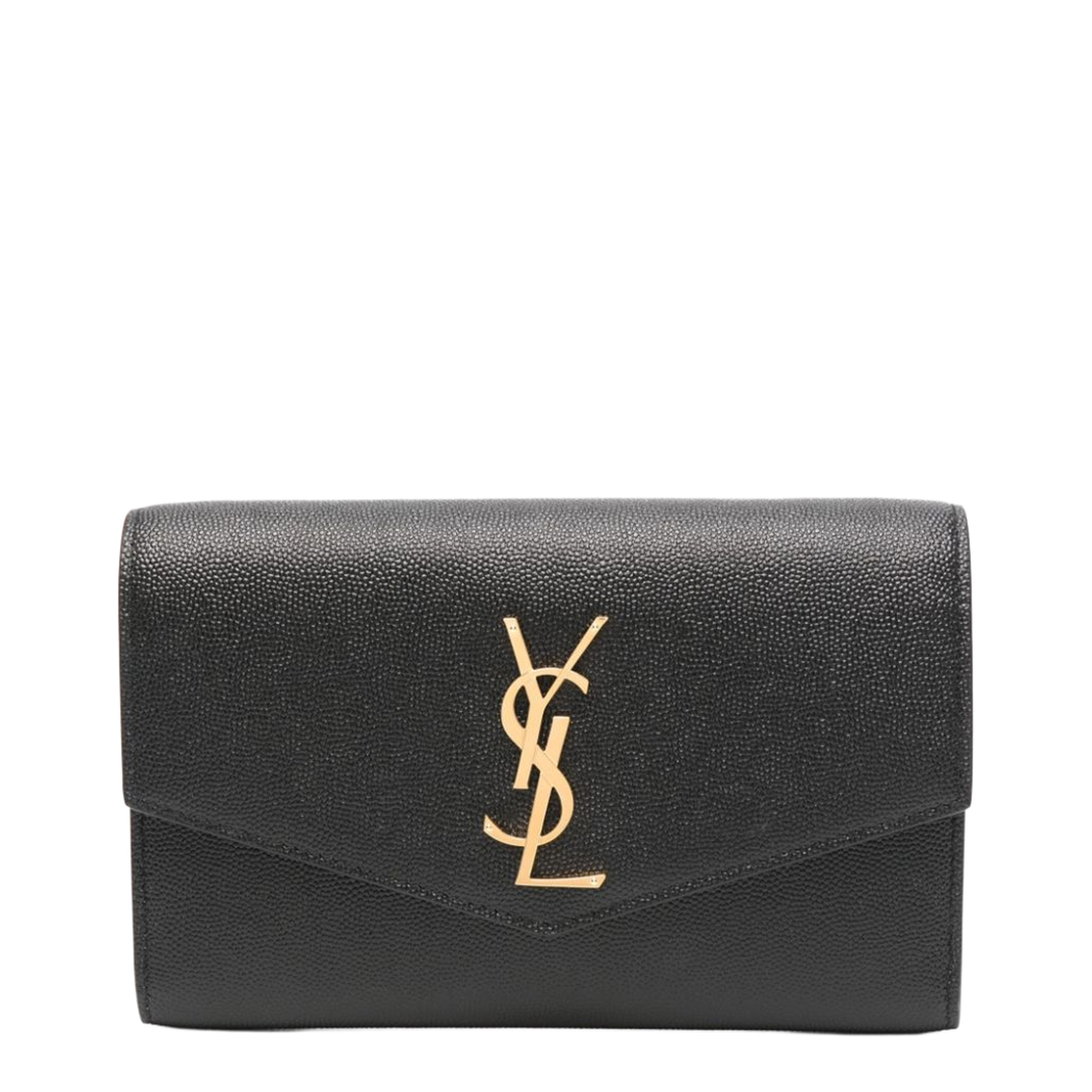 Uptown Grain de Poudre Embossed Leather Chain Wallet - Black - Image 1