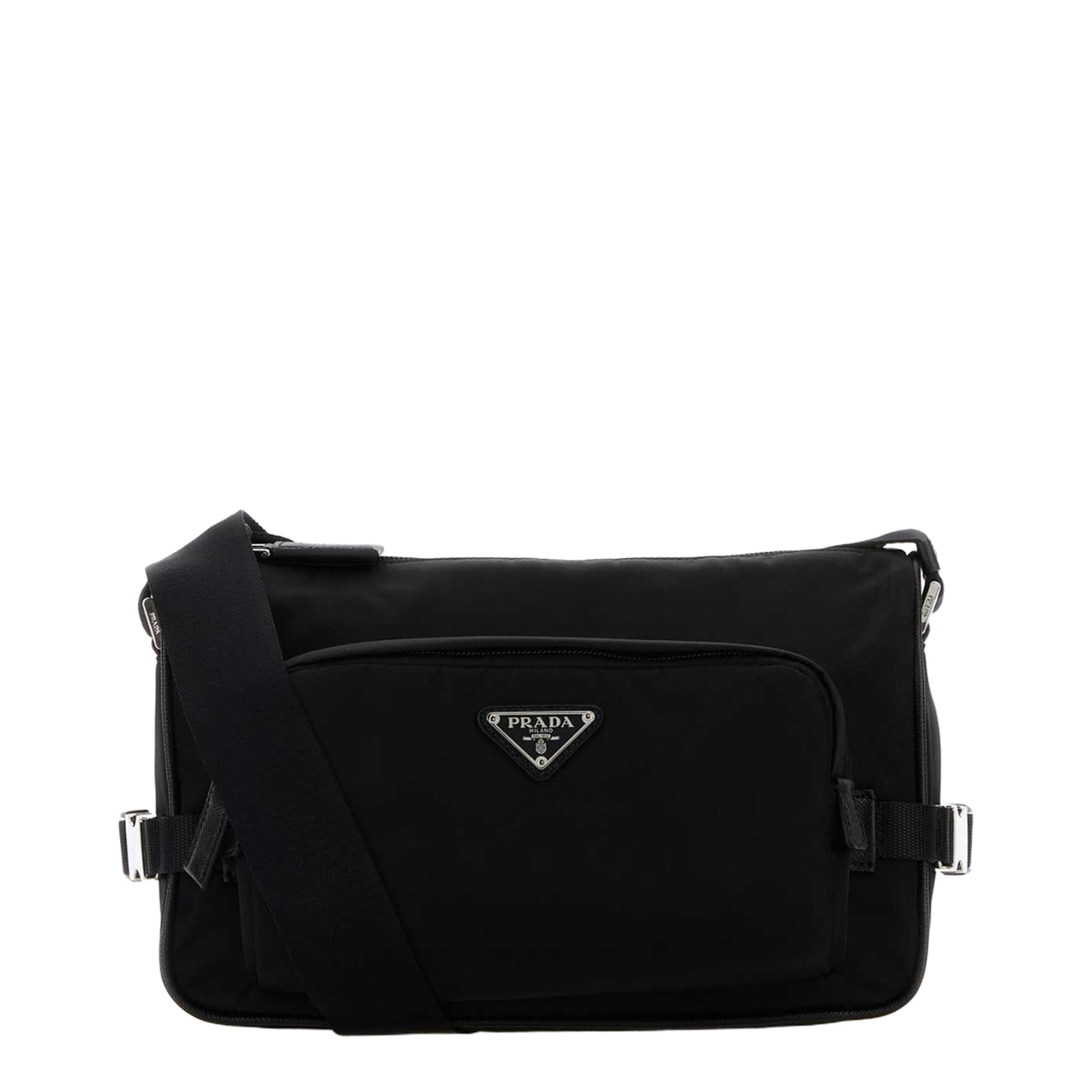 Black Medium Re-Nylon and Saffiano Leather Shoulder Bag - Image 1