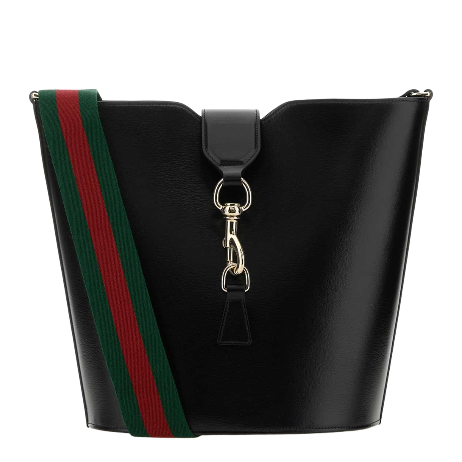 Small Leather Bucket Shoulder Bag - Black - Image 1