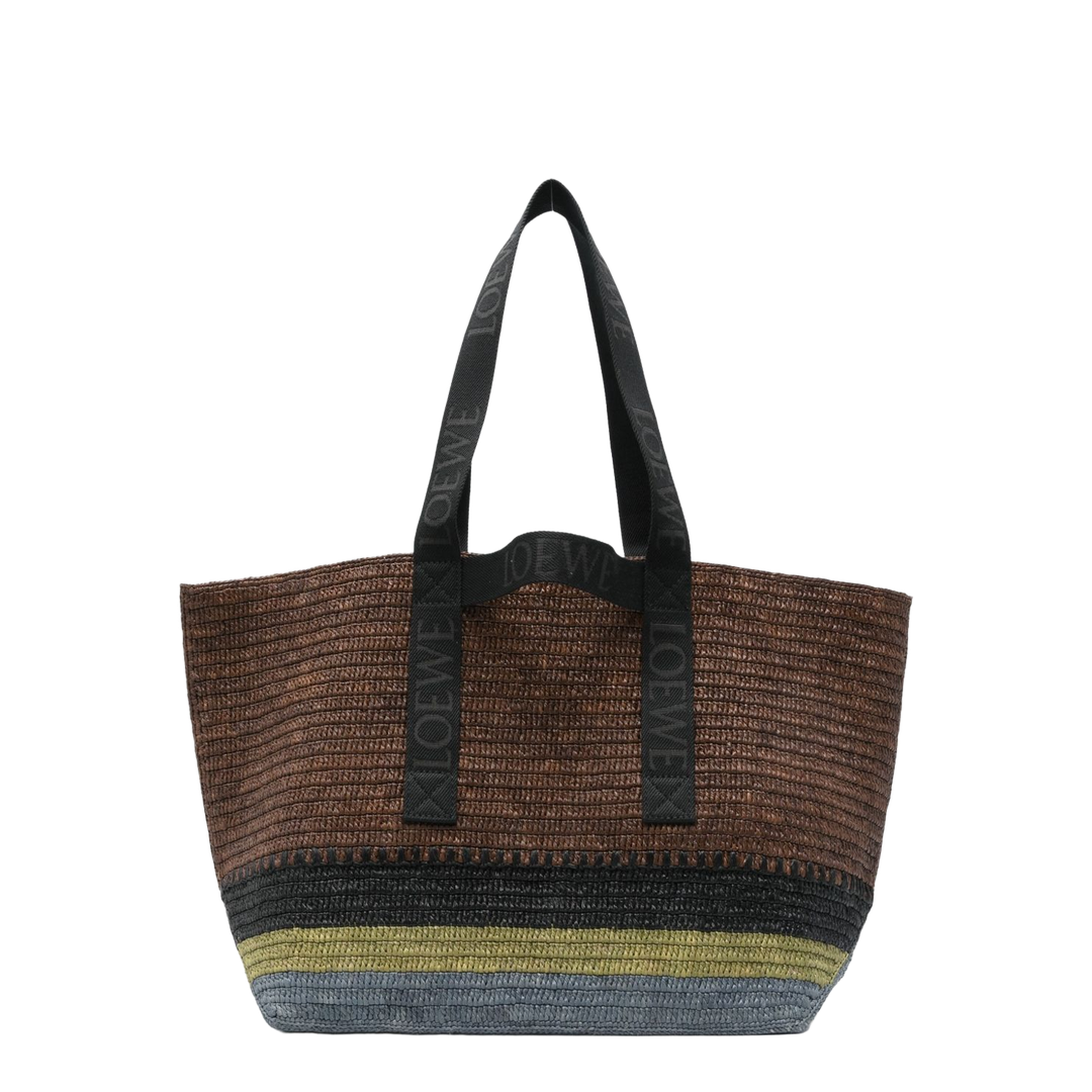 Fold Raffia Tote Bag - Brown - Image 1