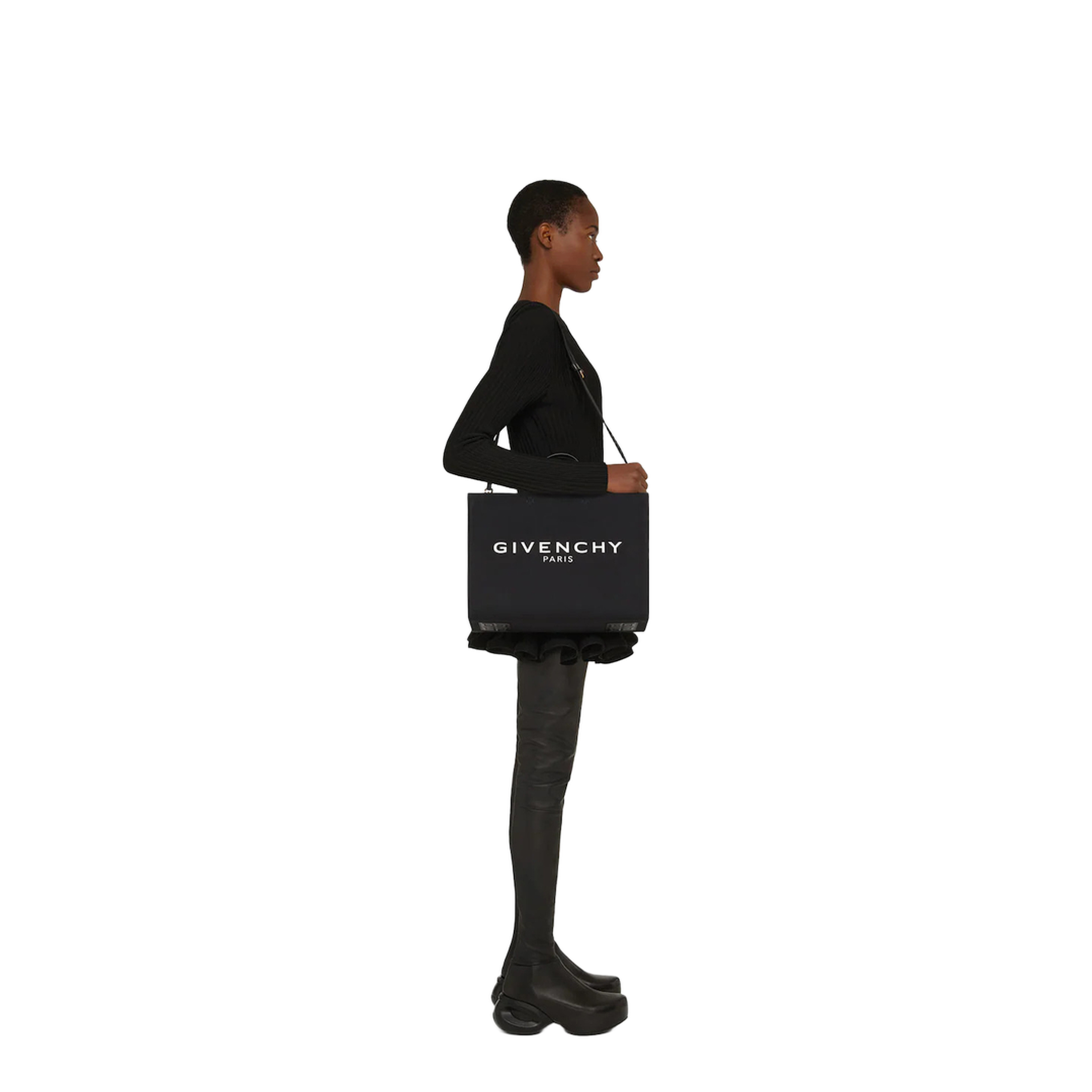 G-Tote Medium Canvas Shopping Bag - Black - Image 5