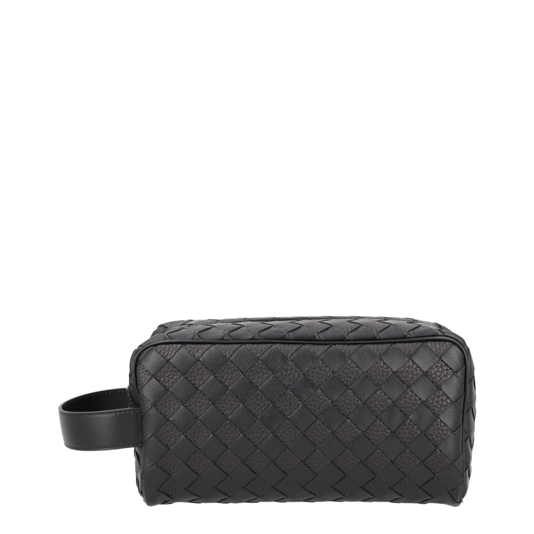 Intrecciato Leather Travel Pouch - Black - Image 1