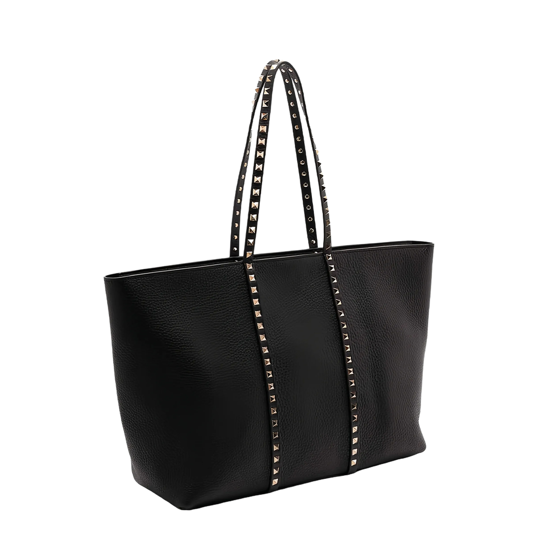 Rockstud Grainy Calfskin Shopping Bag - Black - Image 2