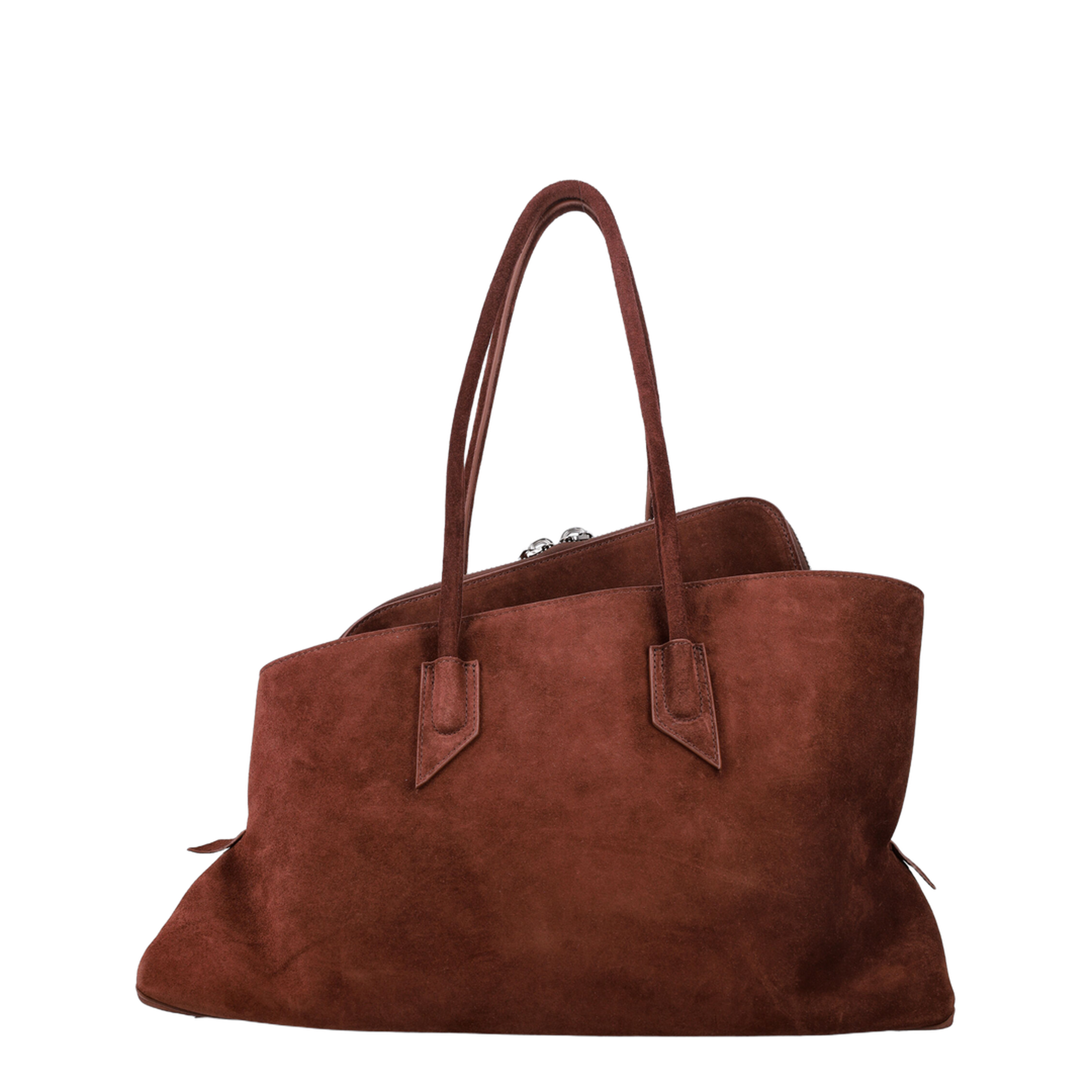 La Passeggiata Medium Suede Top Handle Bag - Light Chocolate - Image 7