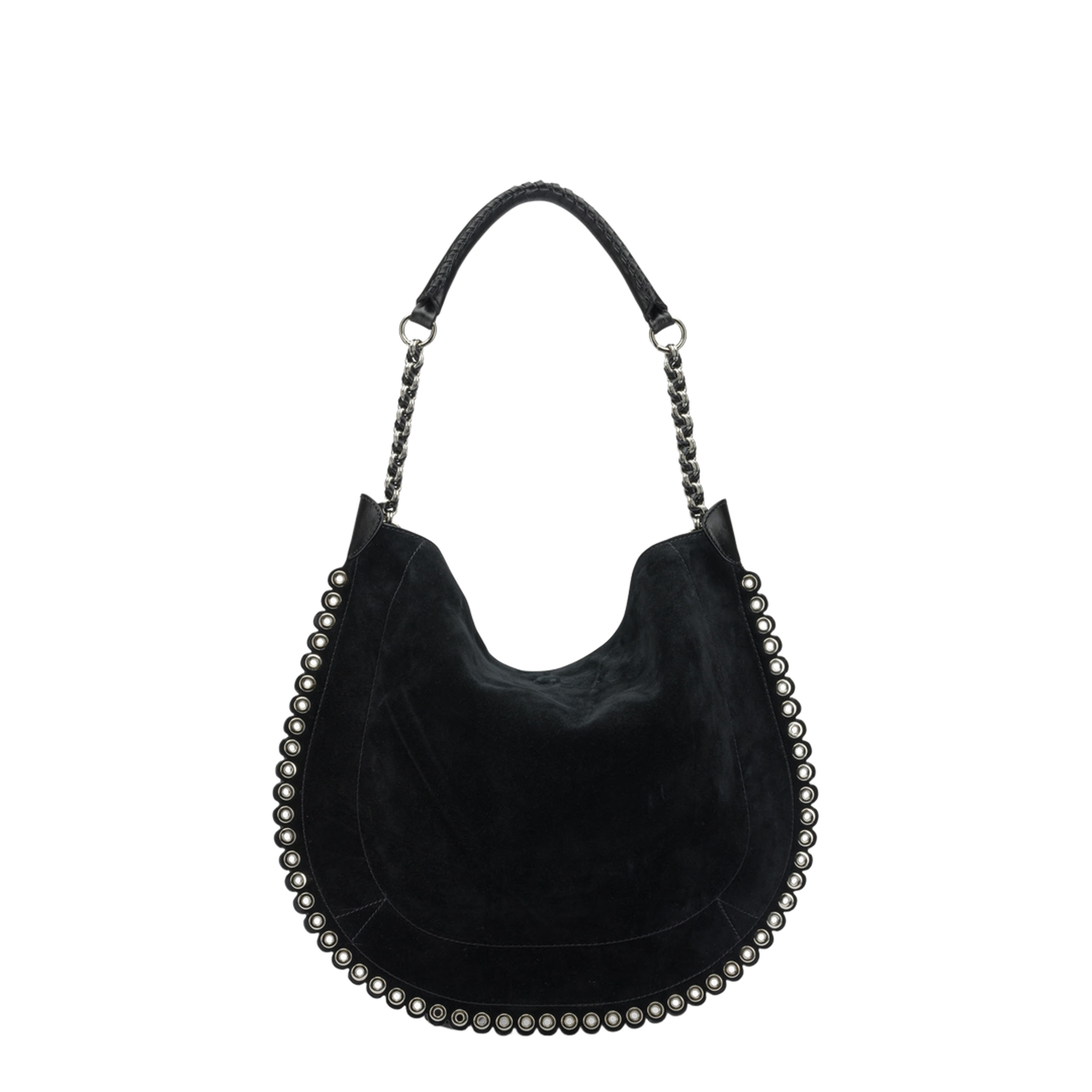 Oskan Suede Calfskin Leather Shoulder Bag - Black/Silver - Image 3