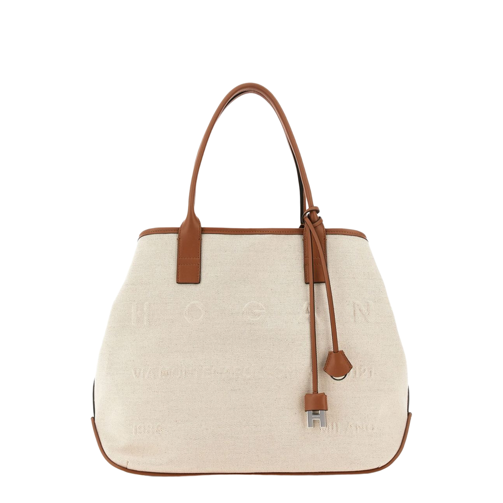 Script Shopping Bag Medium Ivory Brown - Image 1