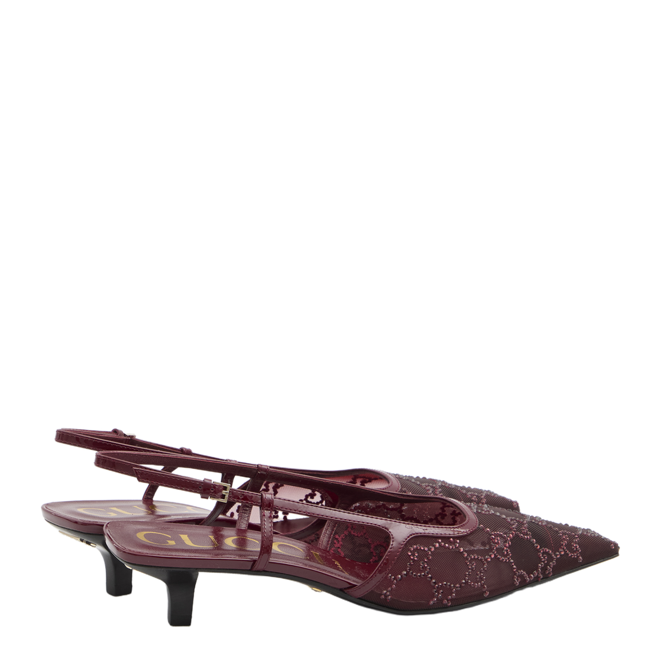 GG Crystal Slingback Pump in Rosso Ancora Mesh - Image 3