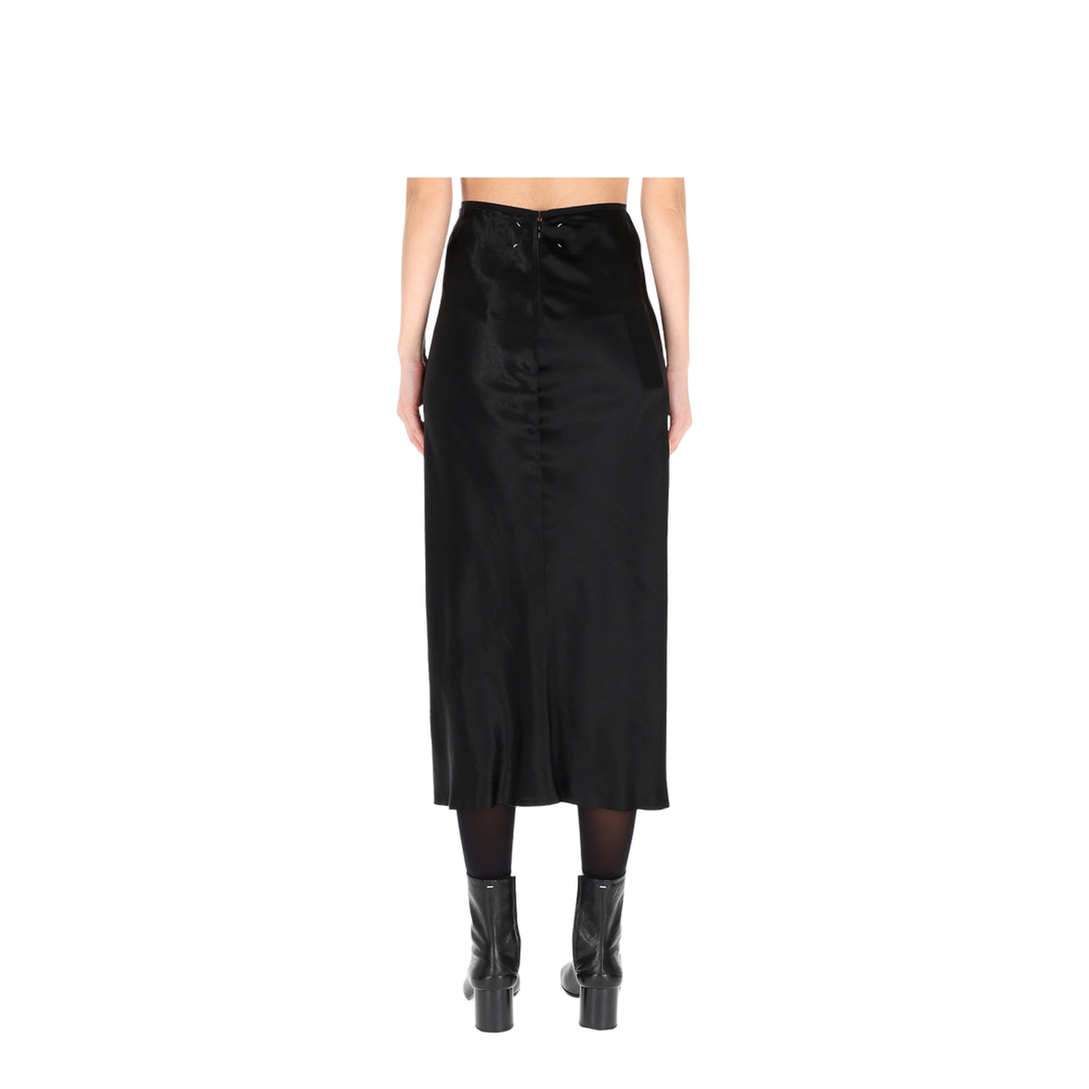 Black Satin Midi Skirt - Image 4