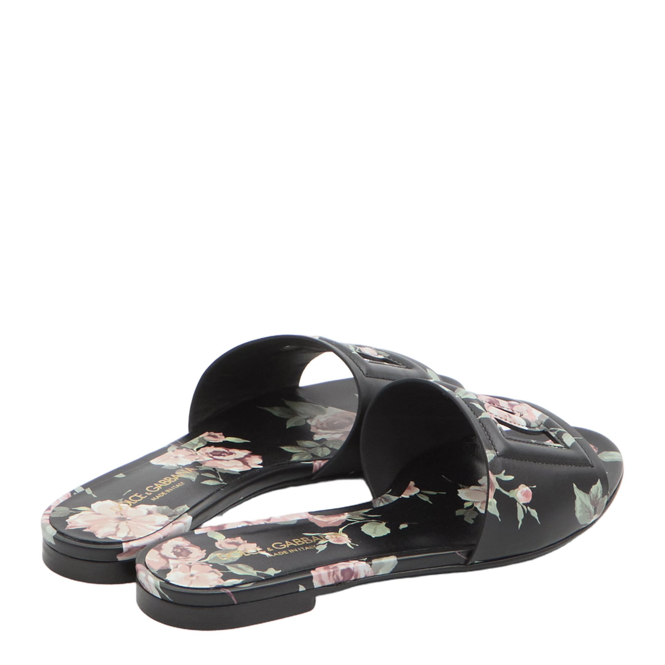 Black Slide Sandals with Cut Out Logo - Image 3
