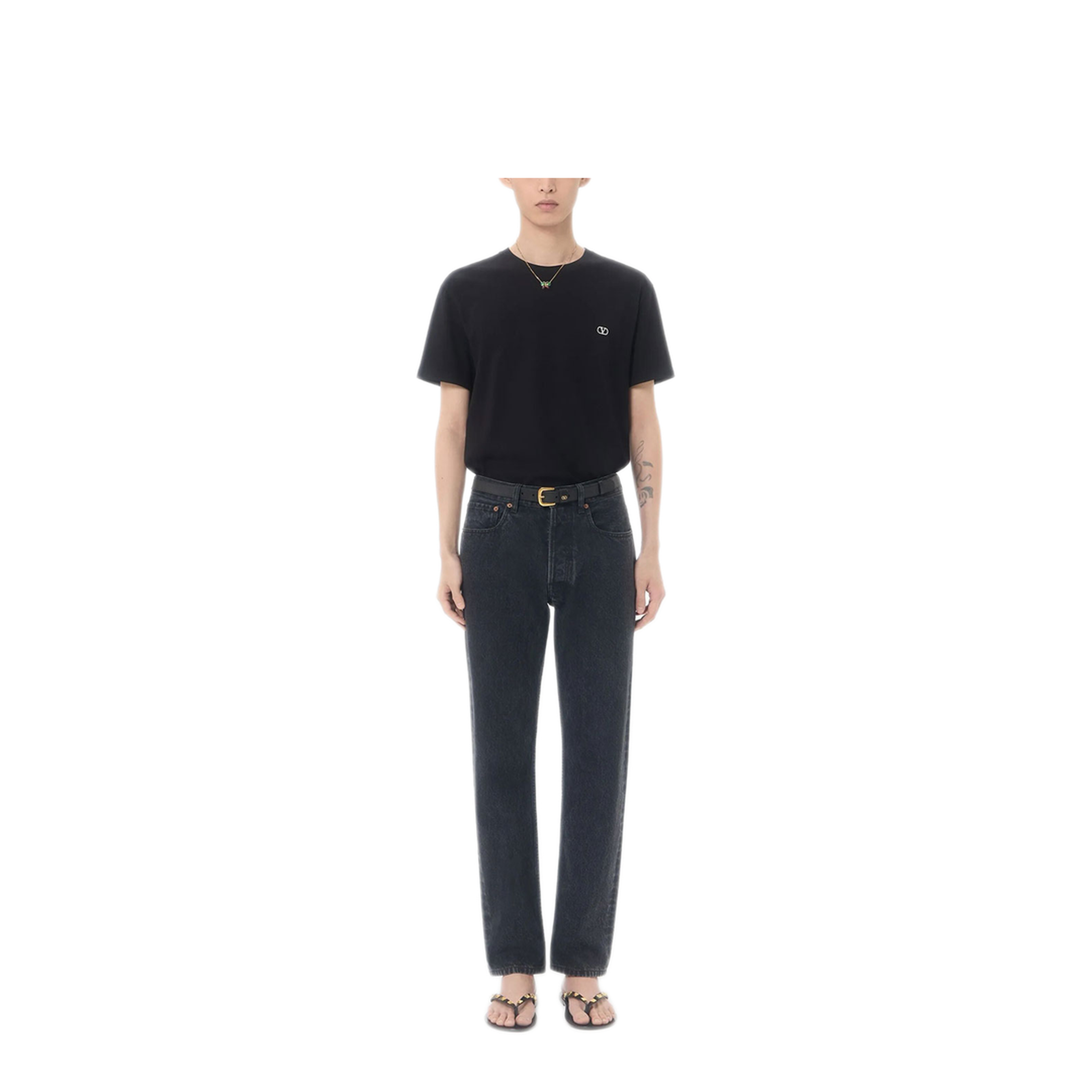 Cotton T-Shirt with Vlogo Embroidery - Image 5