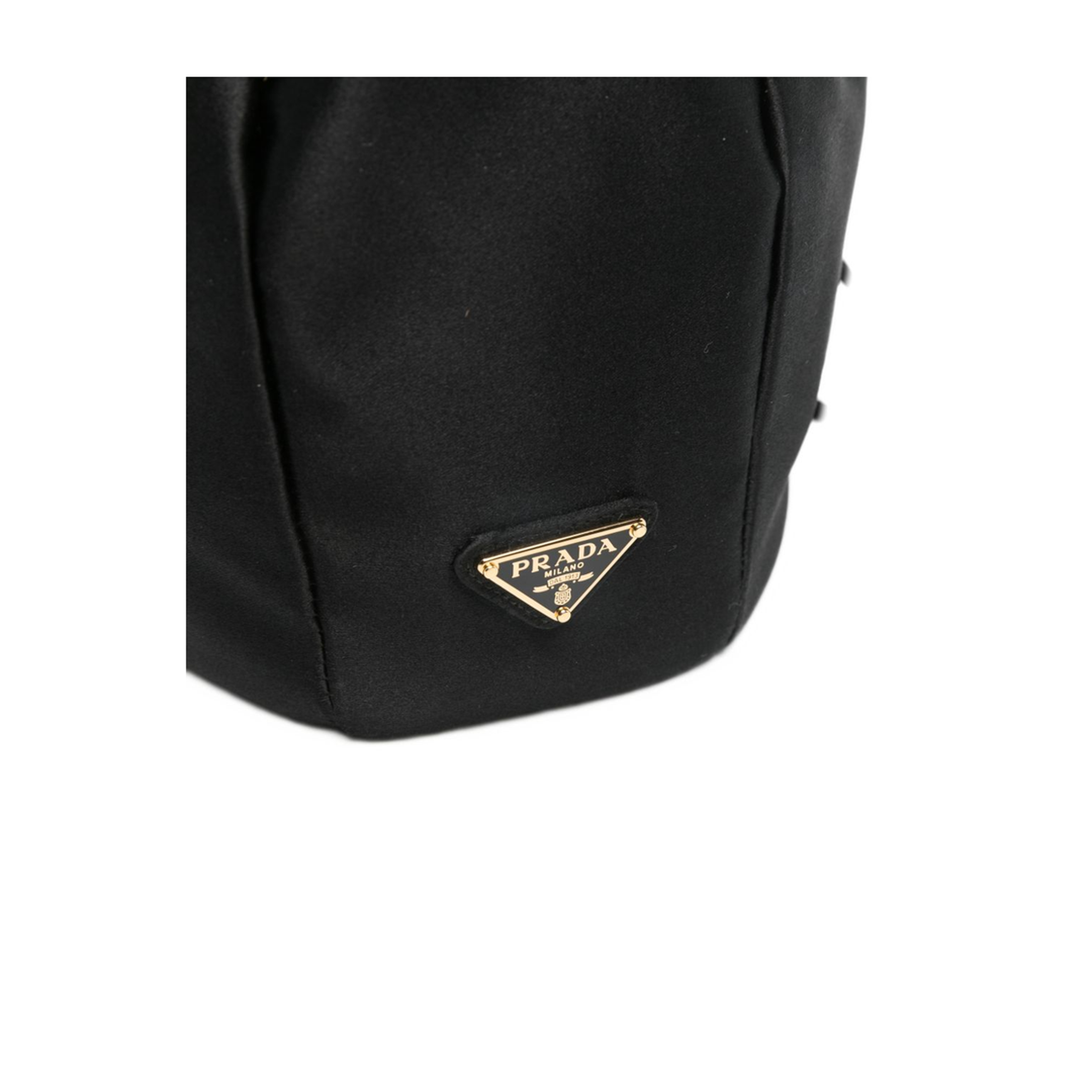 Mini Silk Viscose Bucket Bag - Black - Image 3