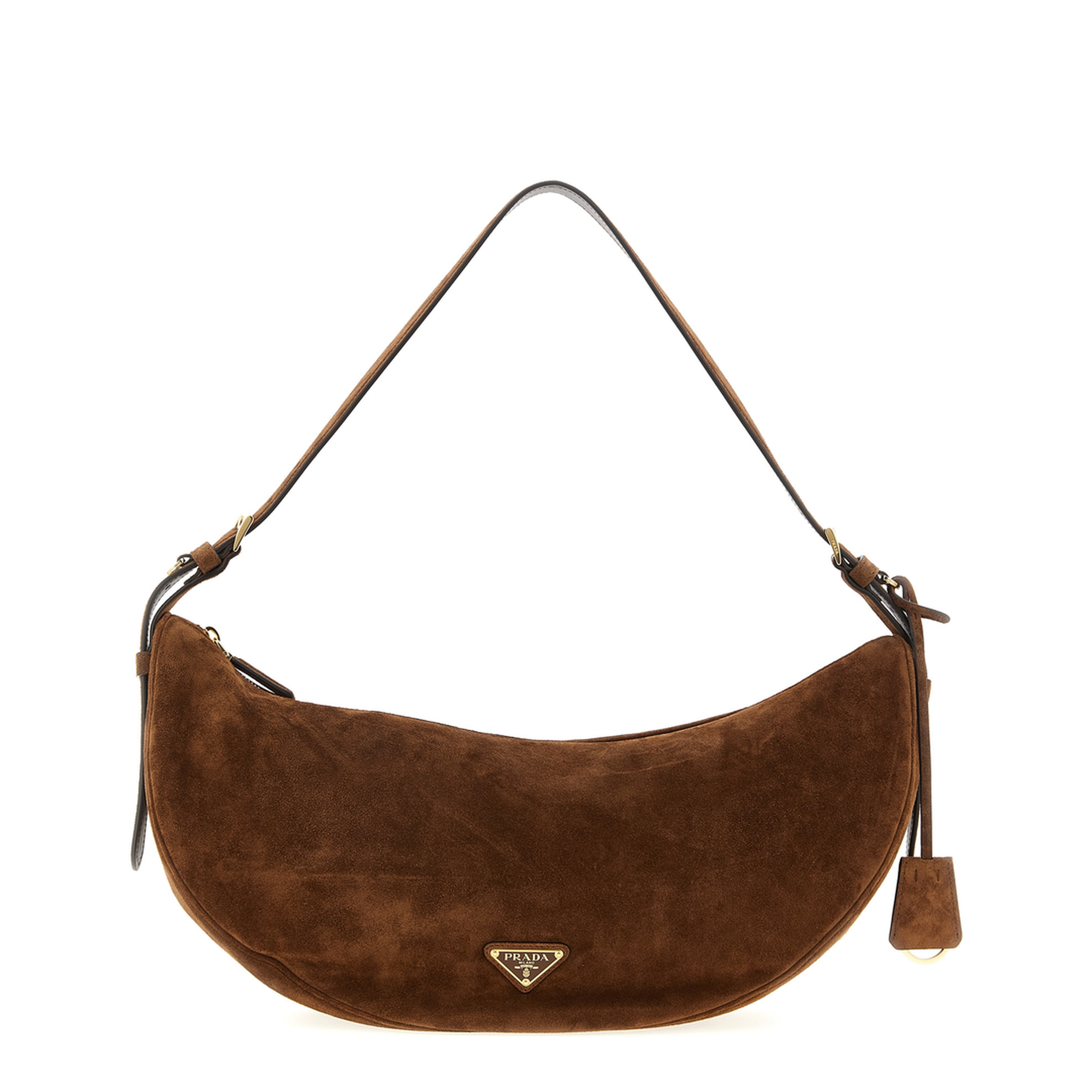 Small Suede Leather Shoulder Bag - Brown - Image 2