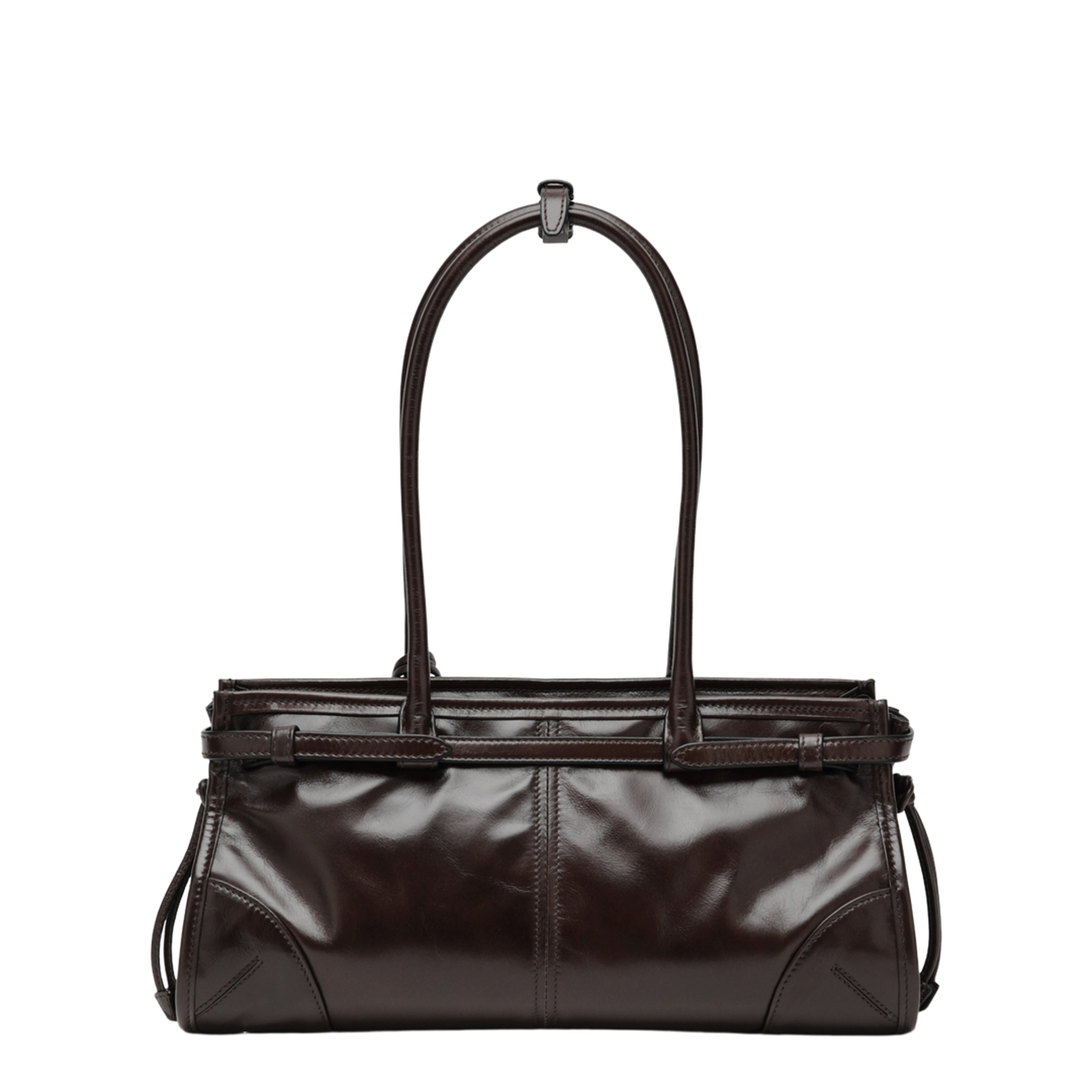 Bonnie medium handbag in dark brown calf leather - Image 2