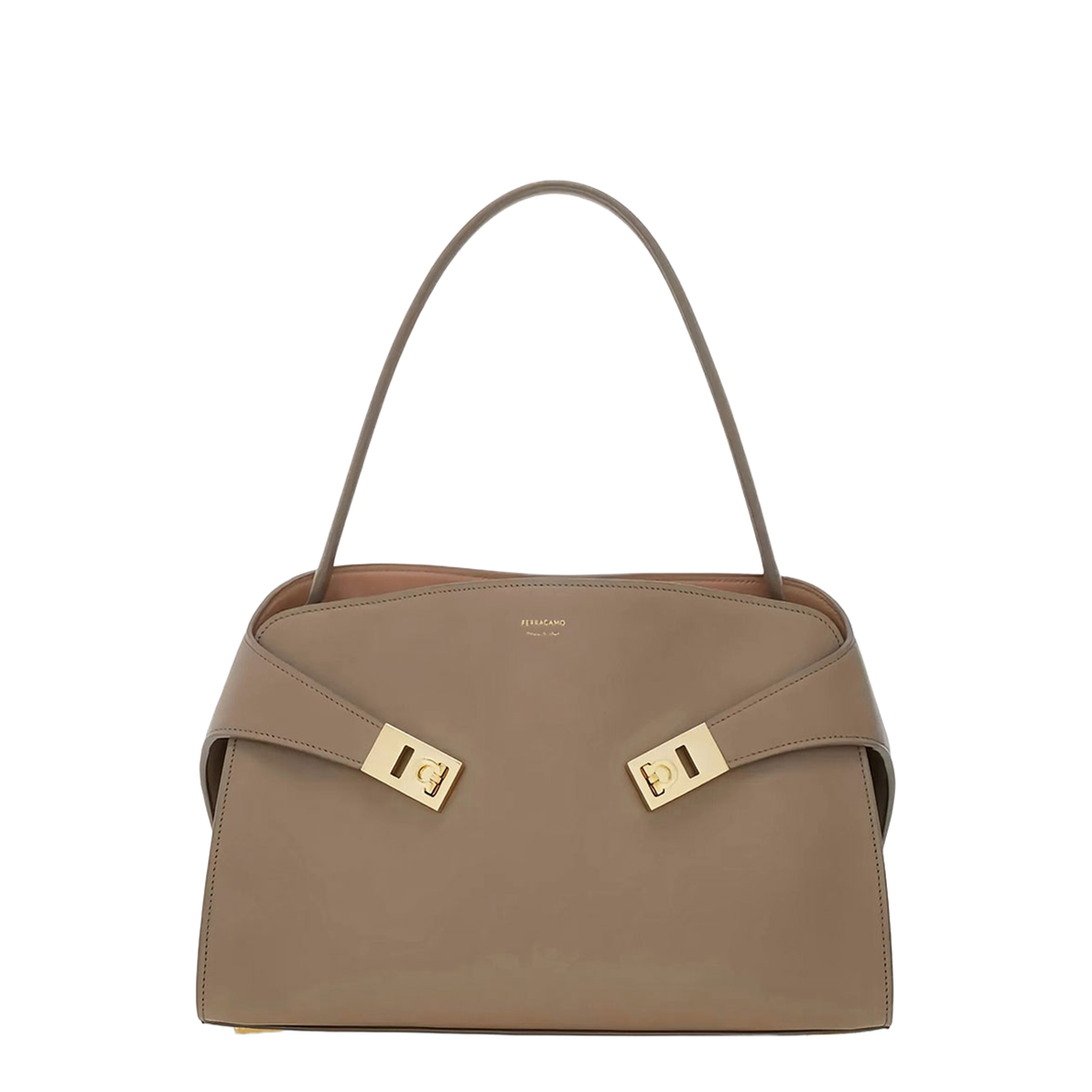 Hug Soft Medium Calf Leather Shoulder Bag - Gray - Image 1