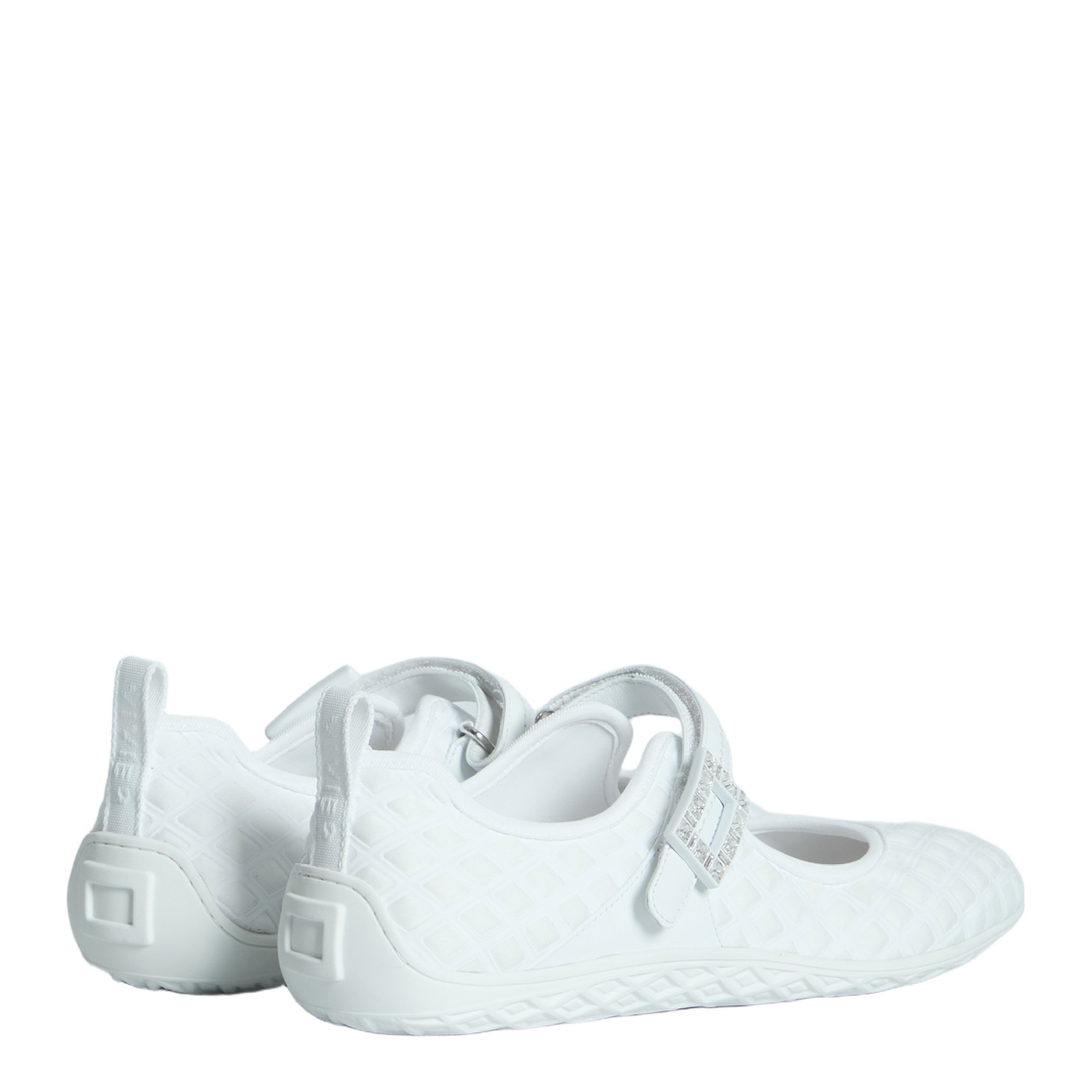 Low Ballerina Flats with Fabric Strap in White - Image 3
