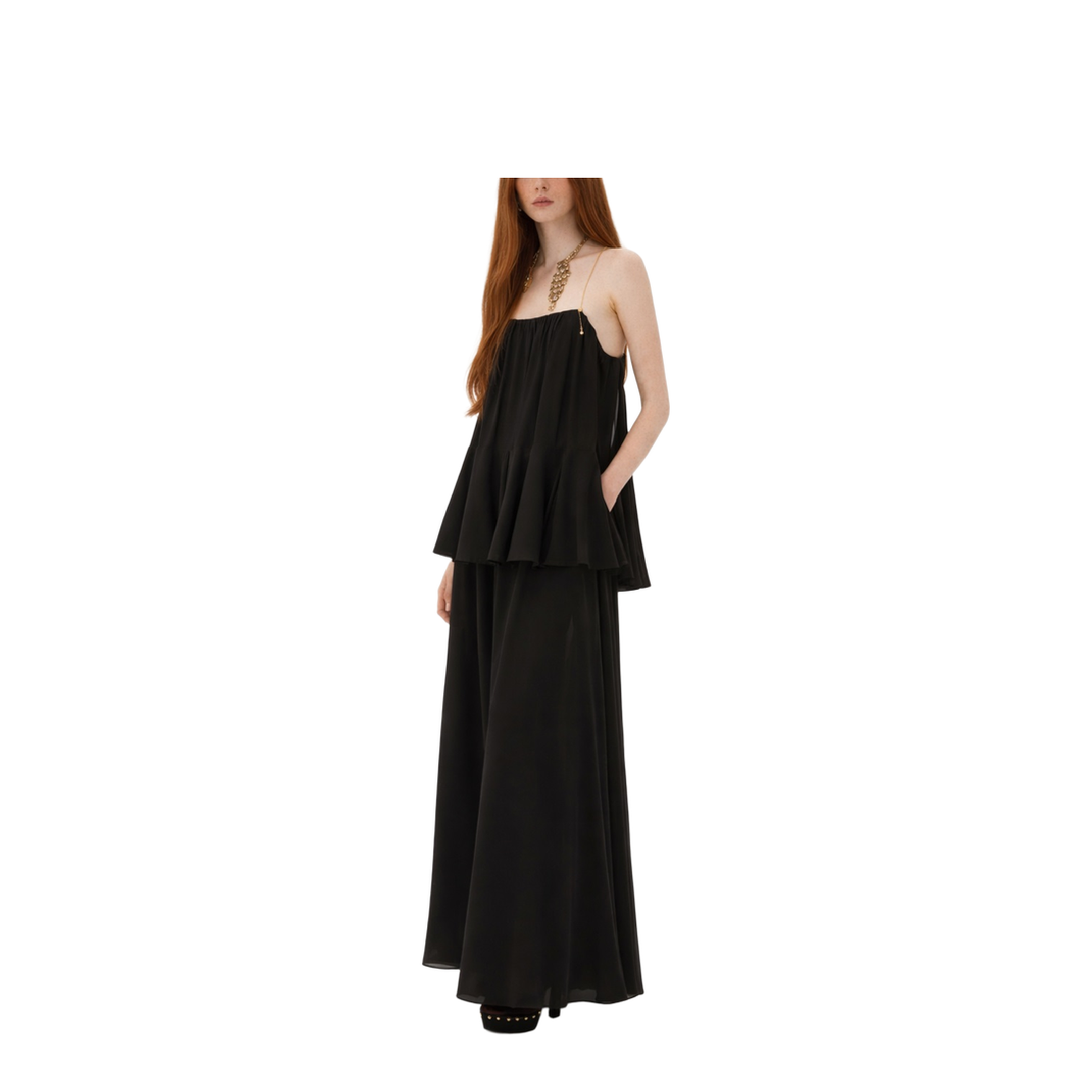 Open-back Embellished Tiered Silk-georgette Maxi Dress - Image 2