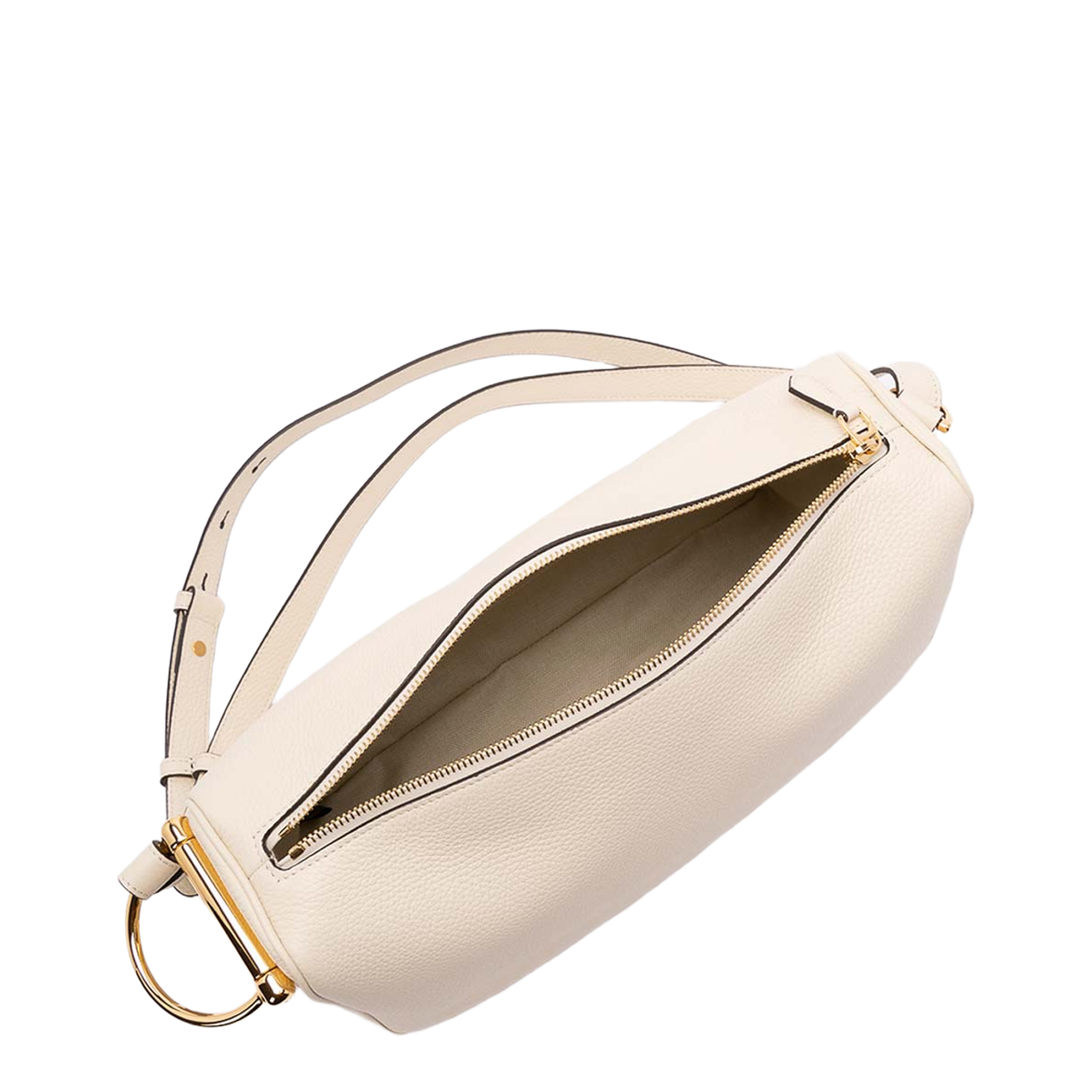 Half Horsebit Medium Calfskin Shoulder Bag - New Ivoire - Image 1