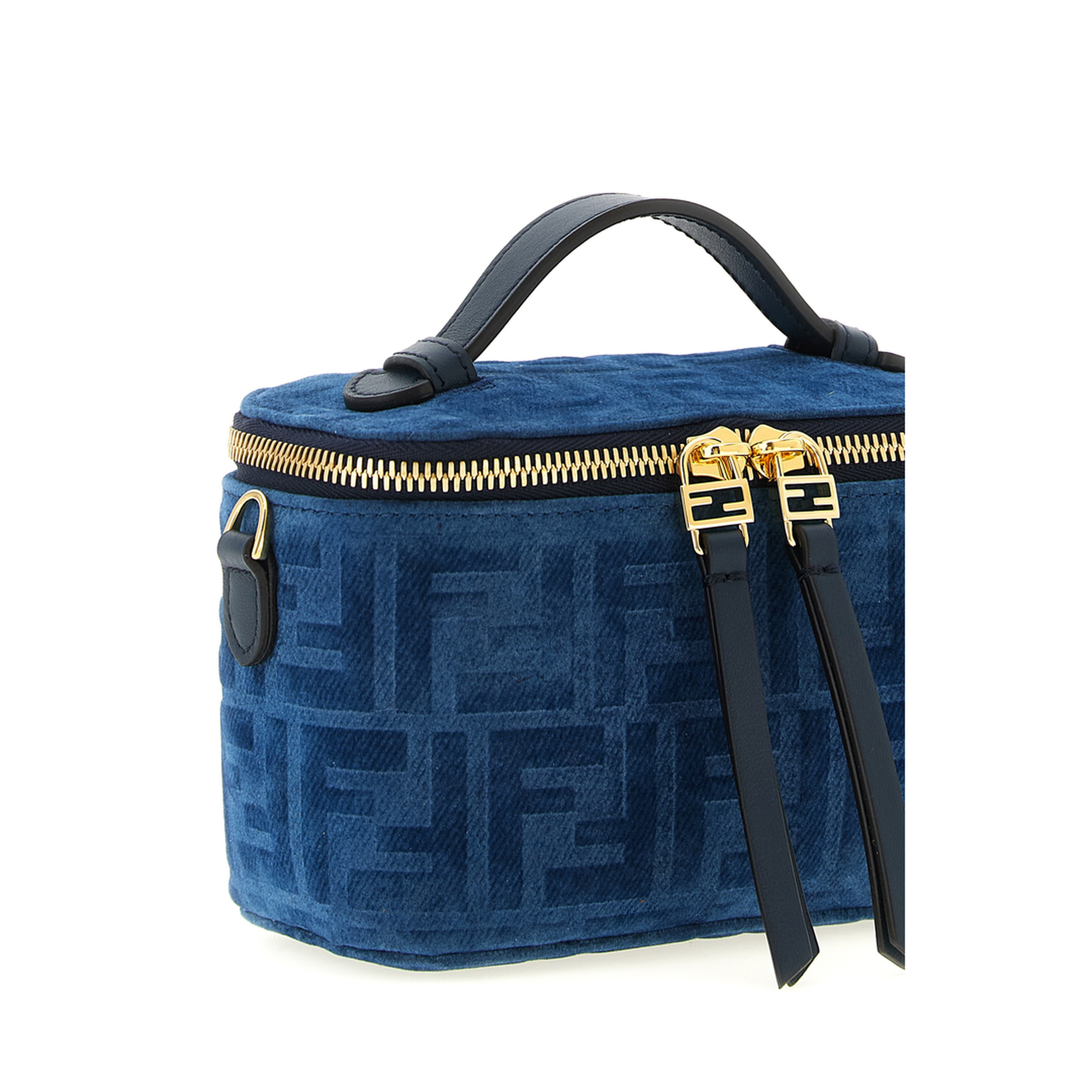 FF Denim Flocked Mini Crossbody Bag - Blue - Image 3