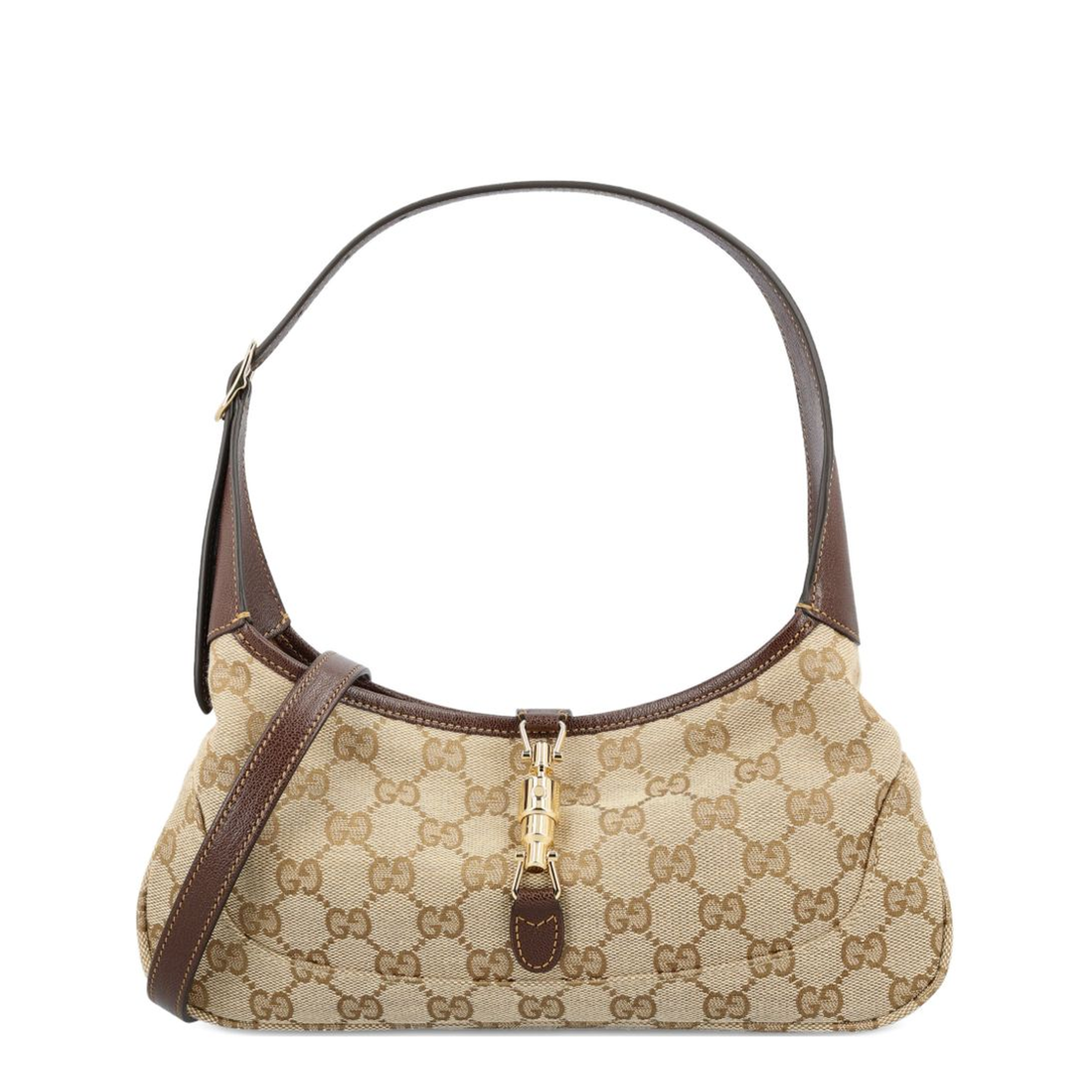 Jackie Slim Medium GG Canvas Shoulder Bag - Sand and Dark Brown - Image 1