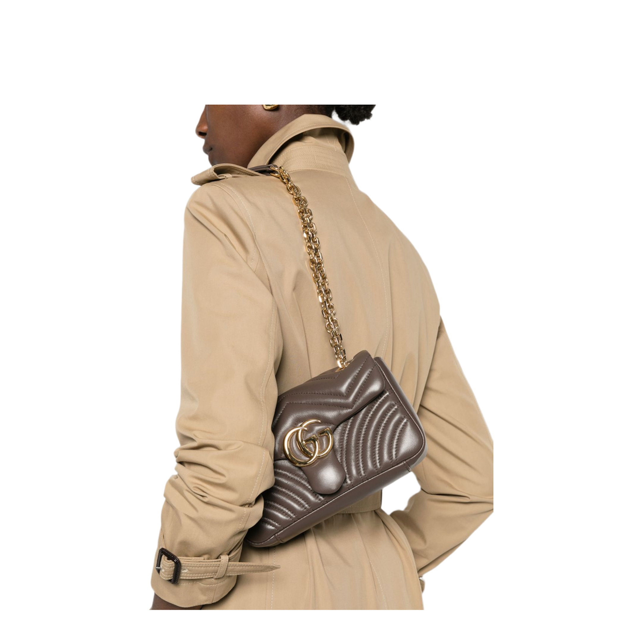 GG Marmont Small Matelassé Nappa Leather Shoulder Bag - Dark Taupe - Image 4