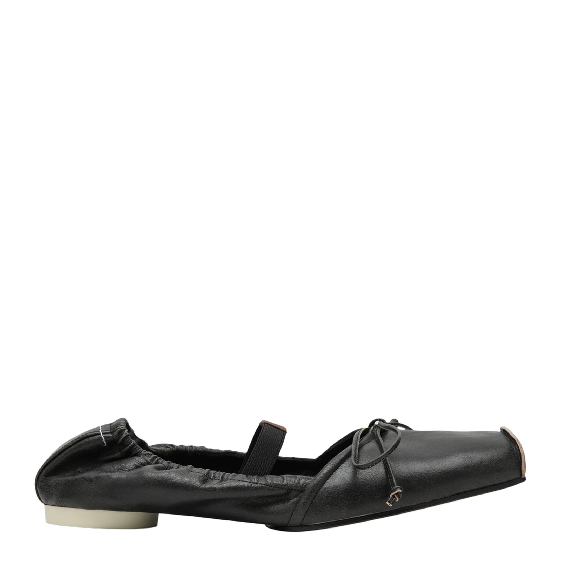 Square-toe ballerinas in brown calfskin leather - Image 1