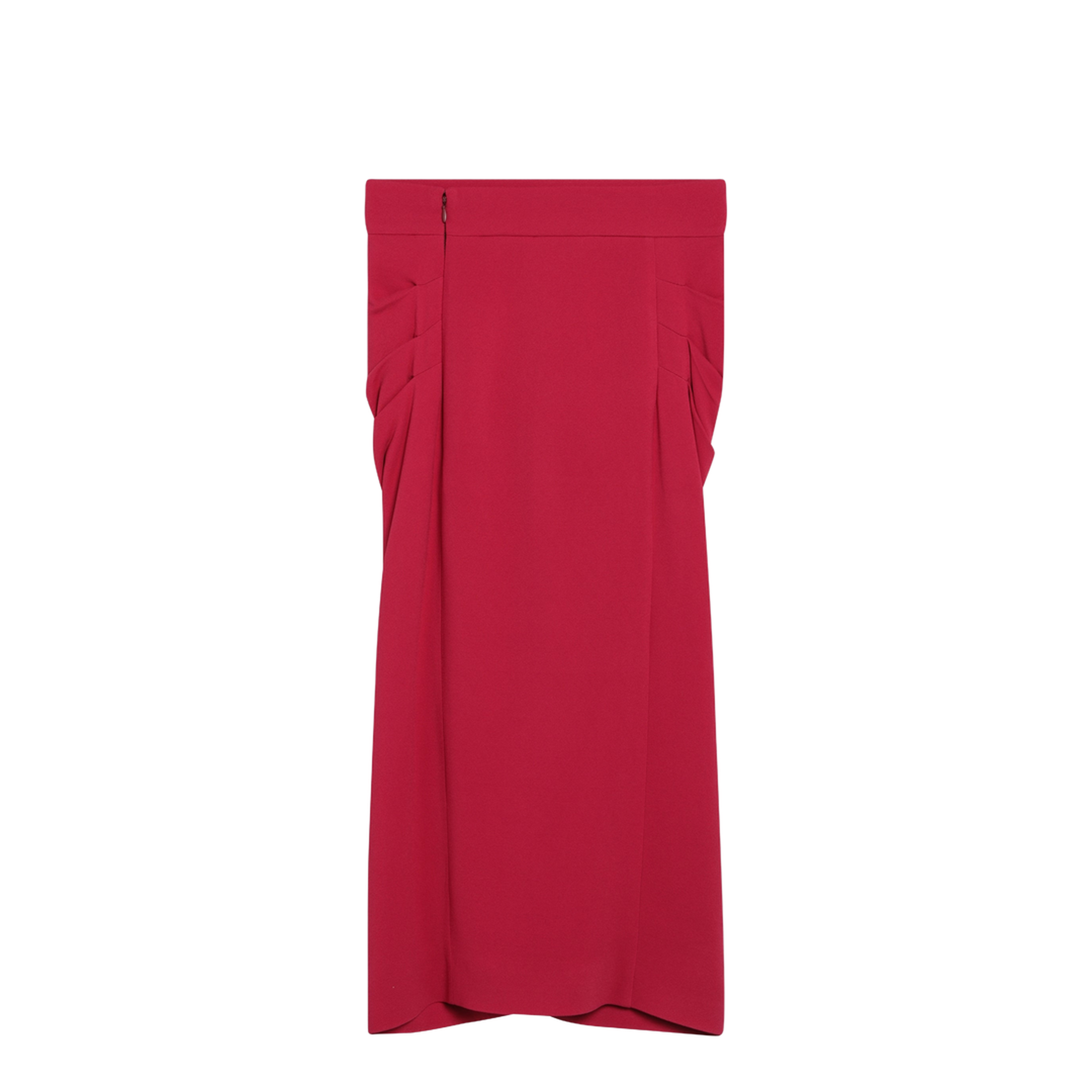 Red Midi Skirt With Ruched Detail - Image 2