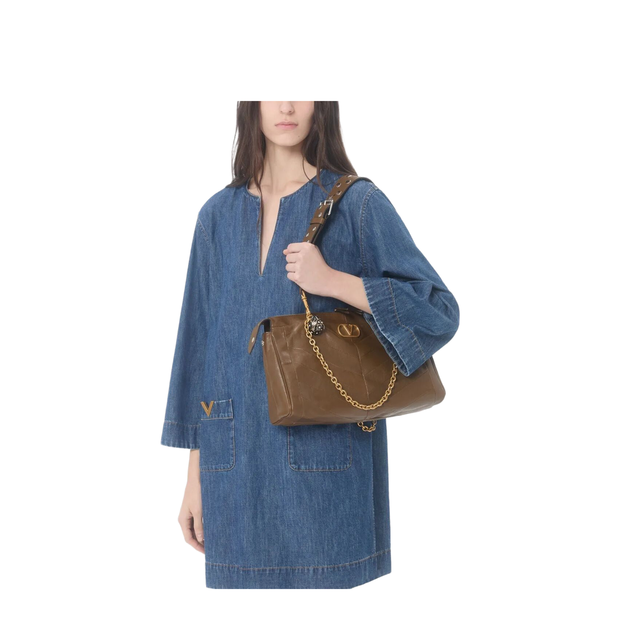 V-Neck Denim Minidress - Image 4