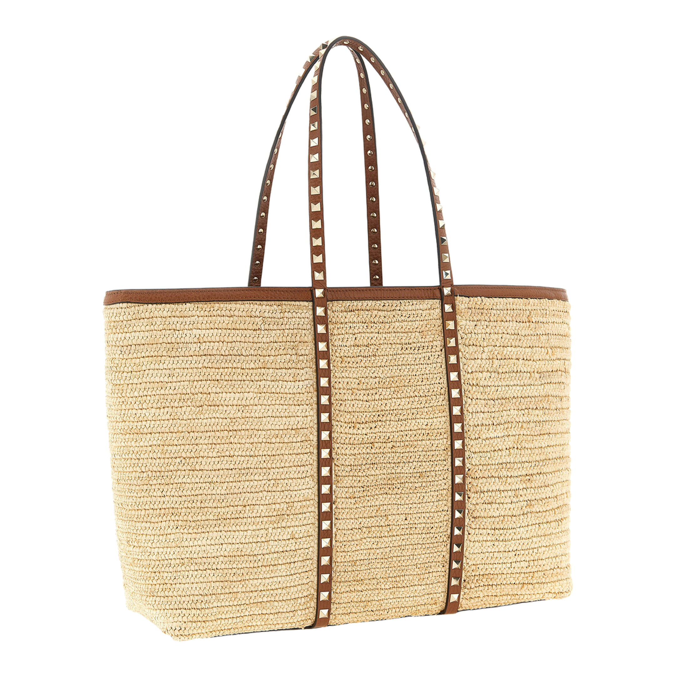 Rockstud Raffia Large Shopping Tote - Natural - Image 2