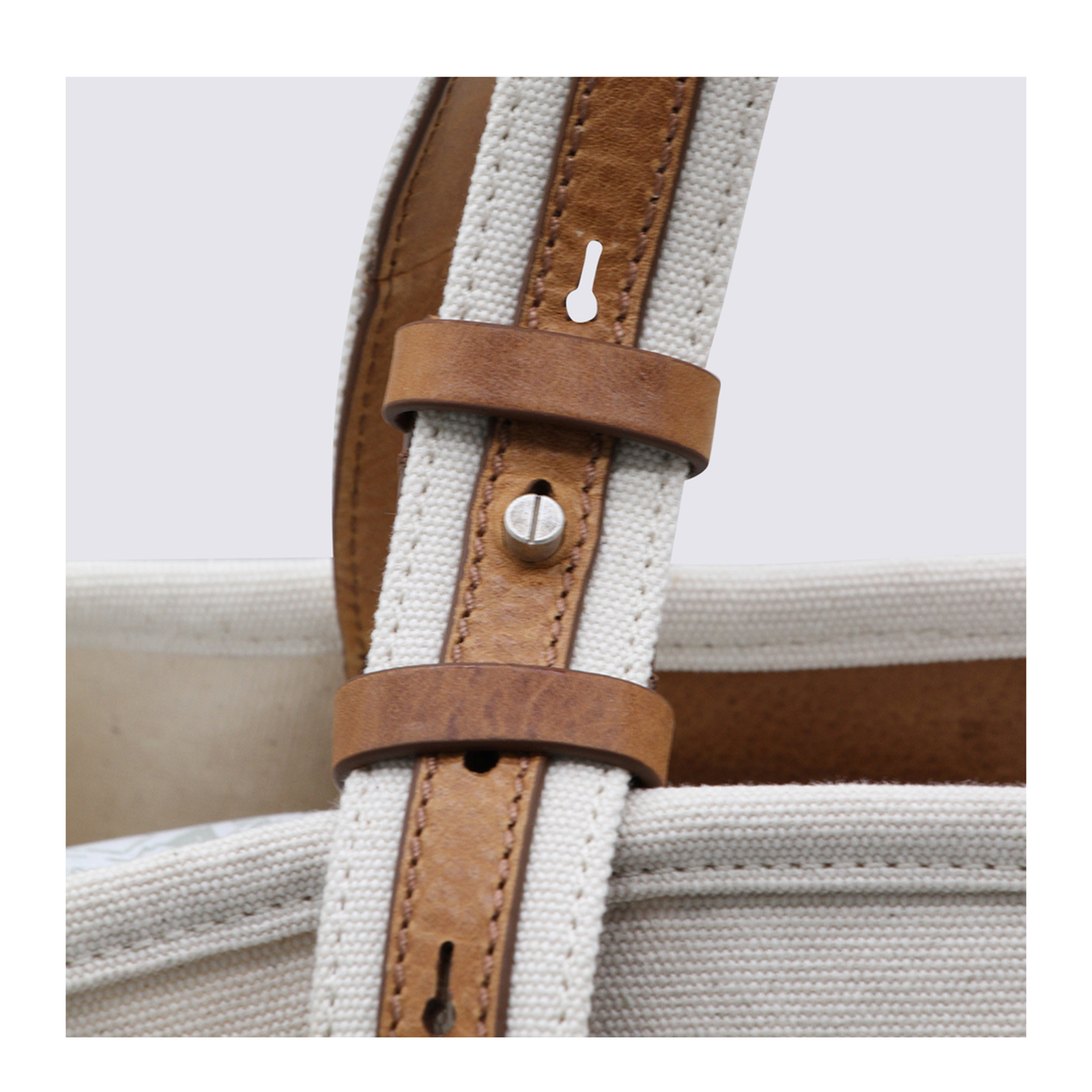 Medium Cotton & Calf Leather Tote - Ecru - Image 7