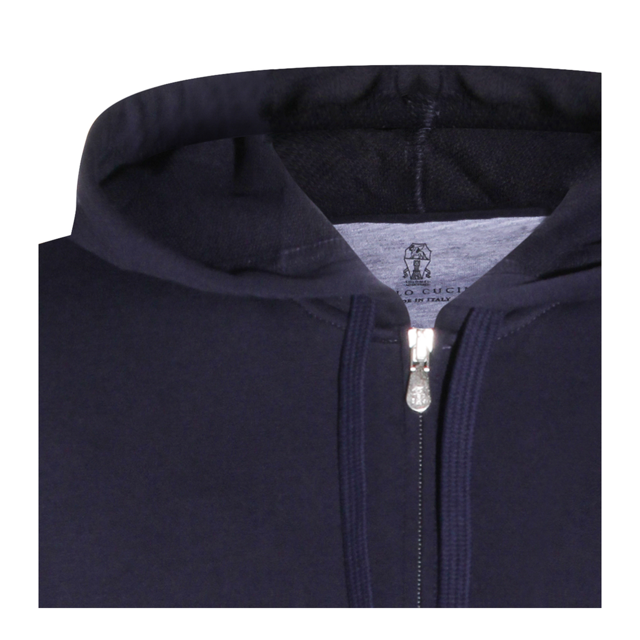 Zipped Cotton Fleece Sweater Blue - Image 5